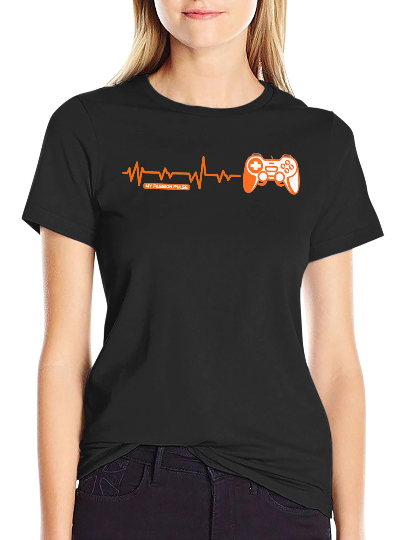 Black Gamer Pulse T-Shirt - My Passion Pulse Gaming Tee view 2