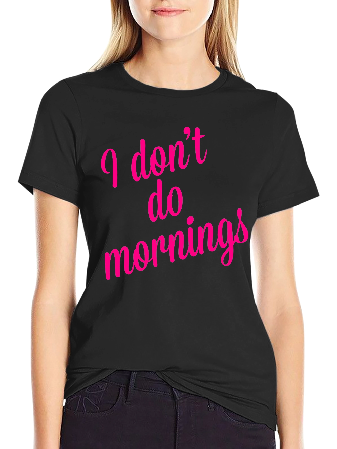 Black I Don't Do Mornings Graphic T-Shirt - Black view 2