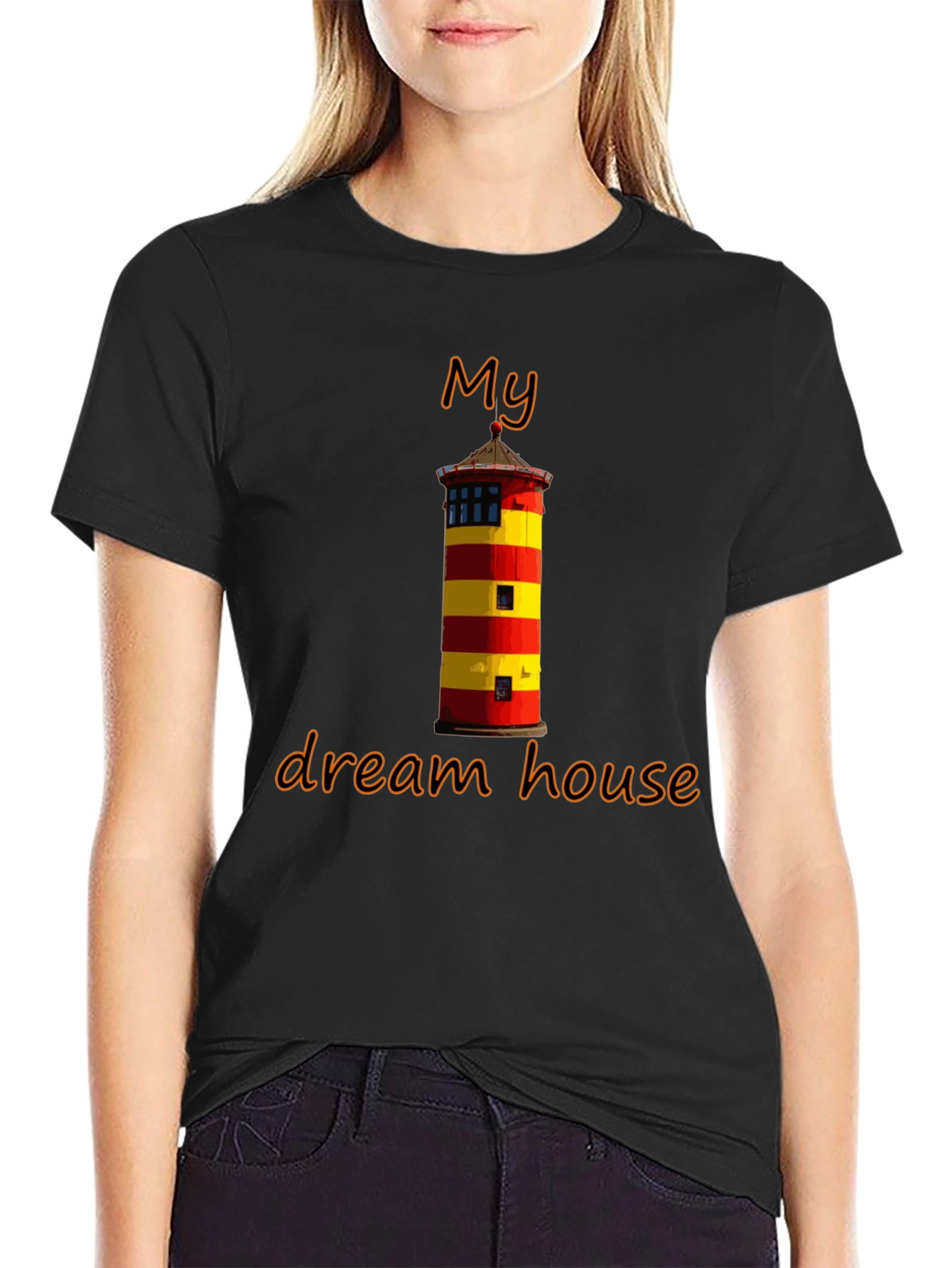 Black My Dream House T-Shirt: Lighthouse Graphic Tee view 2