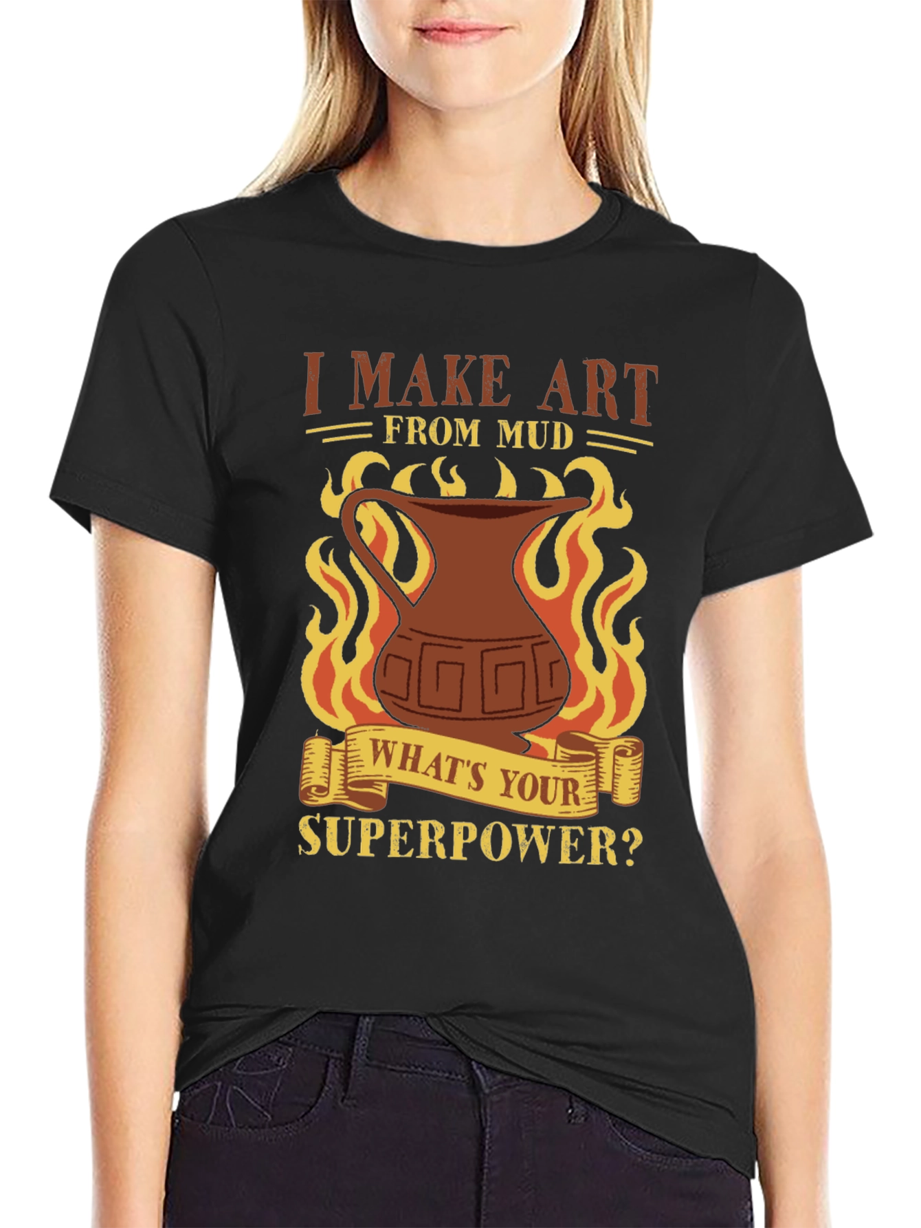 Black I Make Art From Mud T-Shirt - Pottery Lover view 2