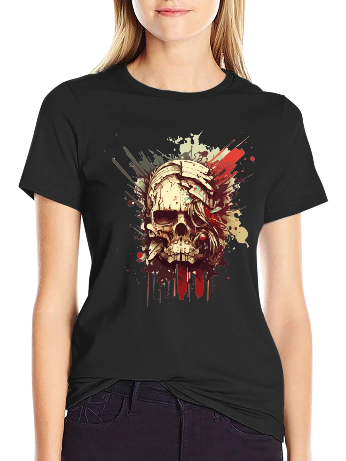 Black Skull Graphic Tee - Men's Black T-Shirt view 2