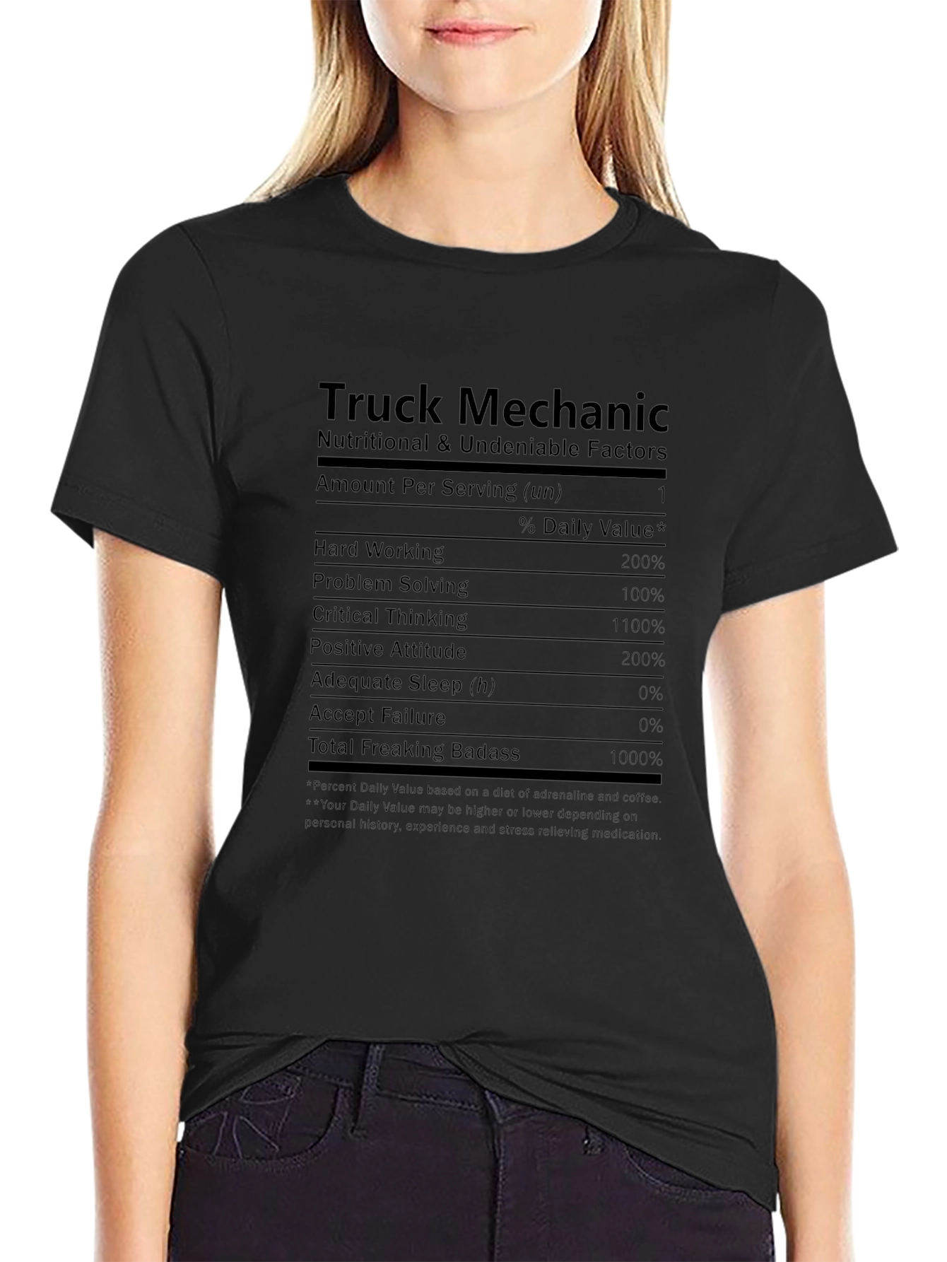 Black Truck Mechanic Nutritional Facts T-Shirt view 2