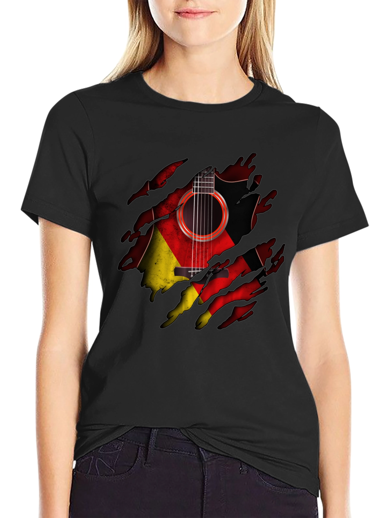 Guitar Germany Flag Ripped T-Shirt - 2