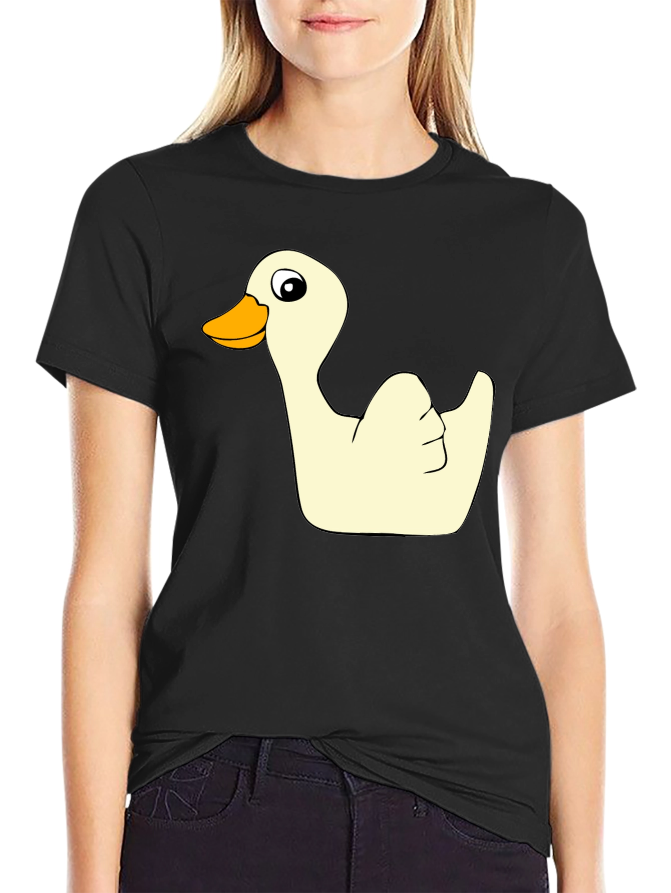 Black Funny Duck Graphic Black T-Shirt view 2
