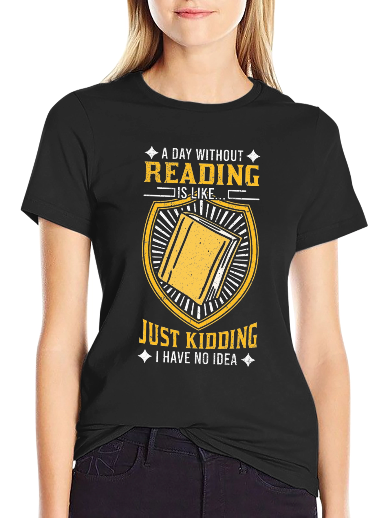 Black Funny Reading T-Shirt - Book Lover Gift view 2