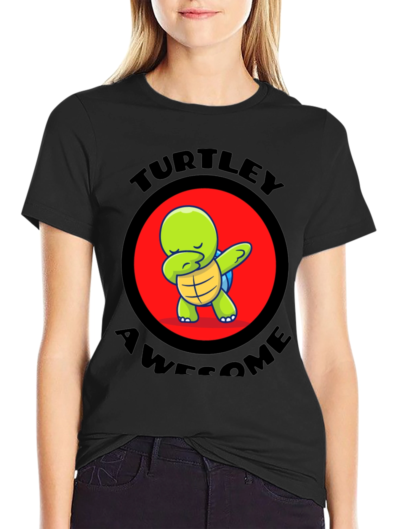 Black Turtley Awesome Turtle Dabbing T-Shirt view 2