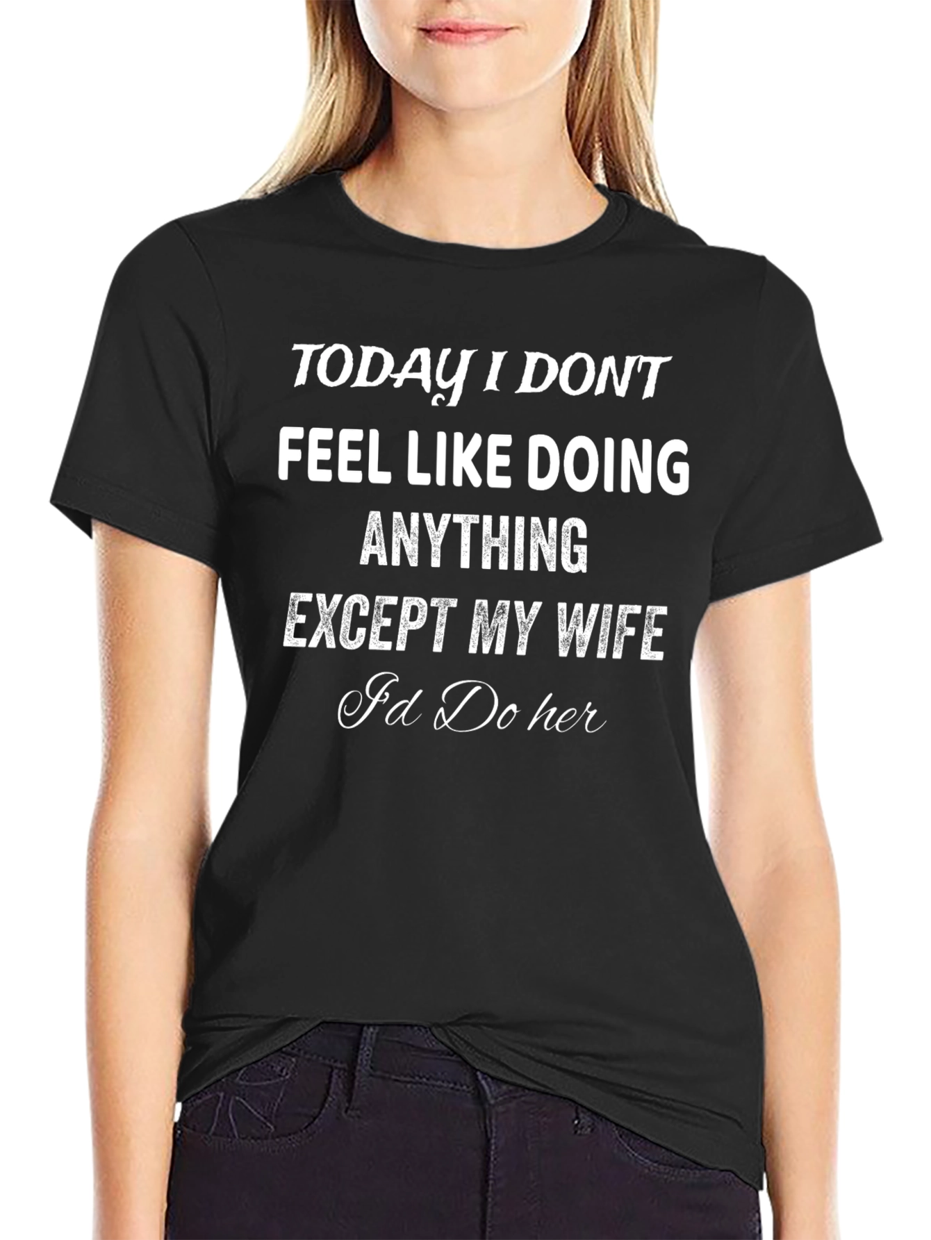 Black Humorous 'I'd Do Her' Graphic Novelty T-Shirt view 2