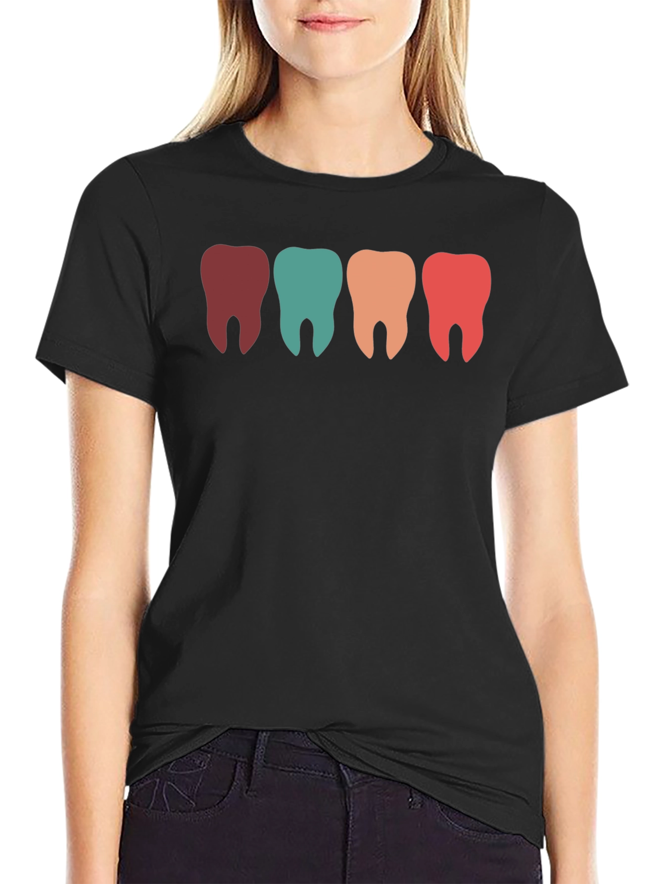 Retro Dental T-Shirt: Colorful Teeth Design - 2