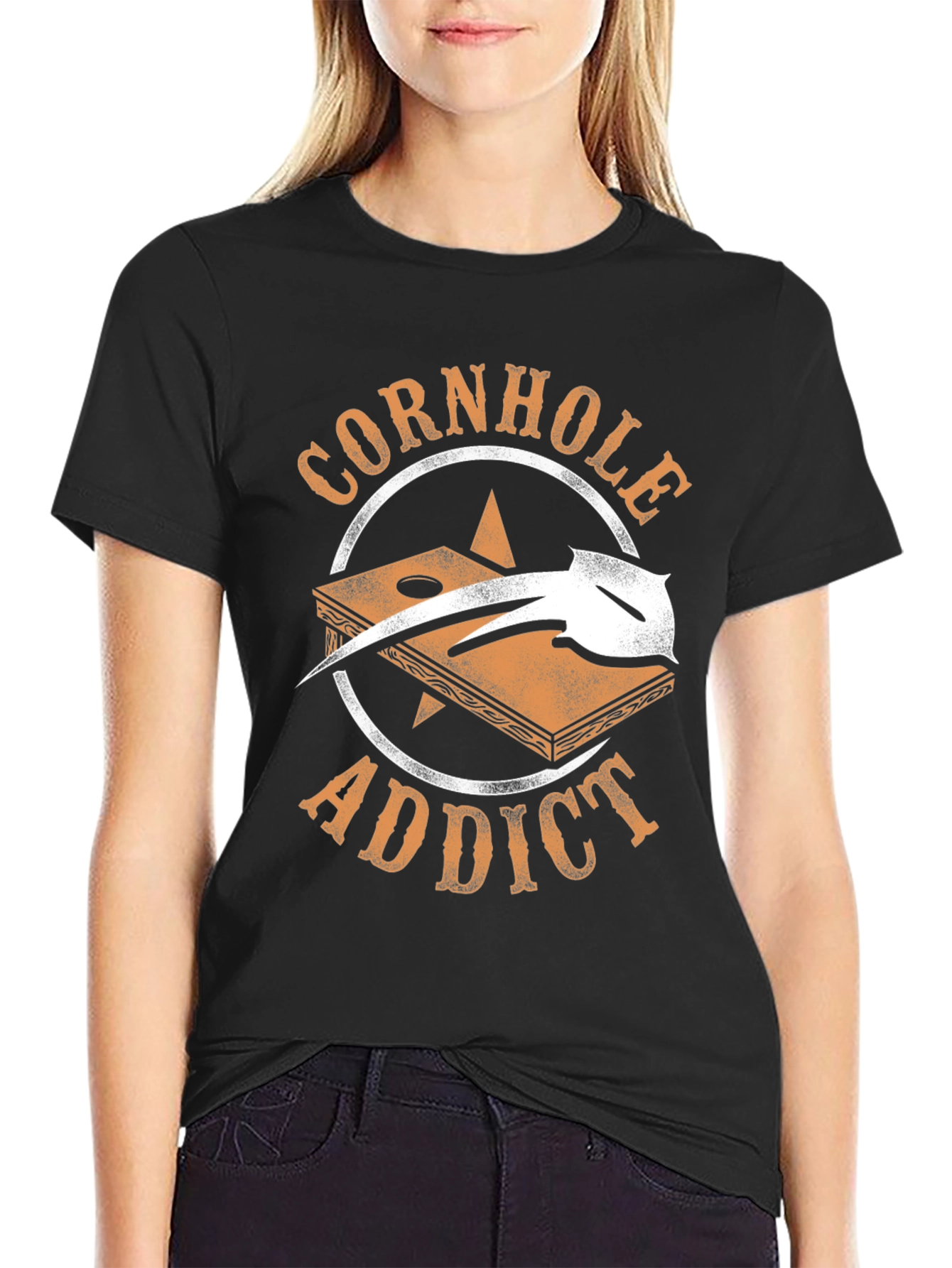 Black Cornhole Addict Graphic T-Shirt view 2
