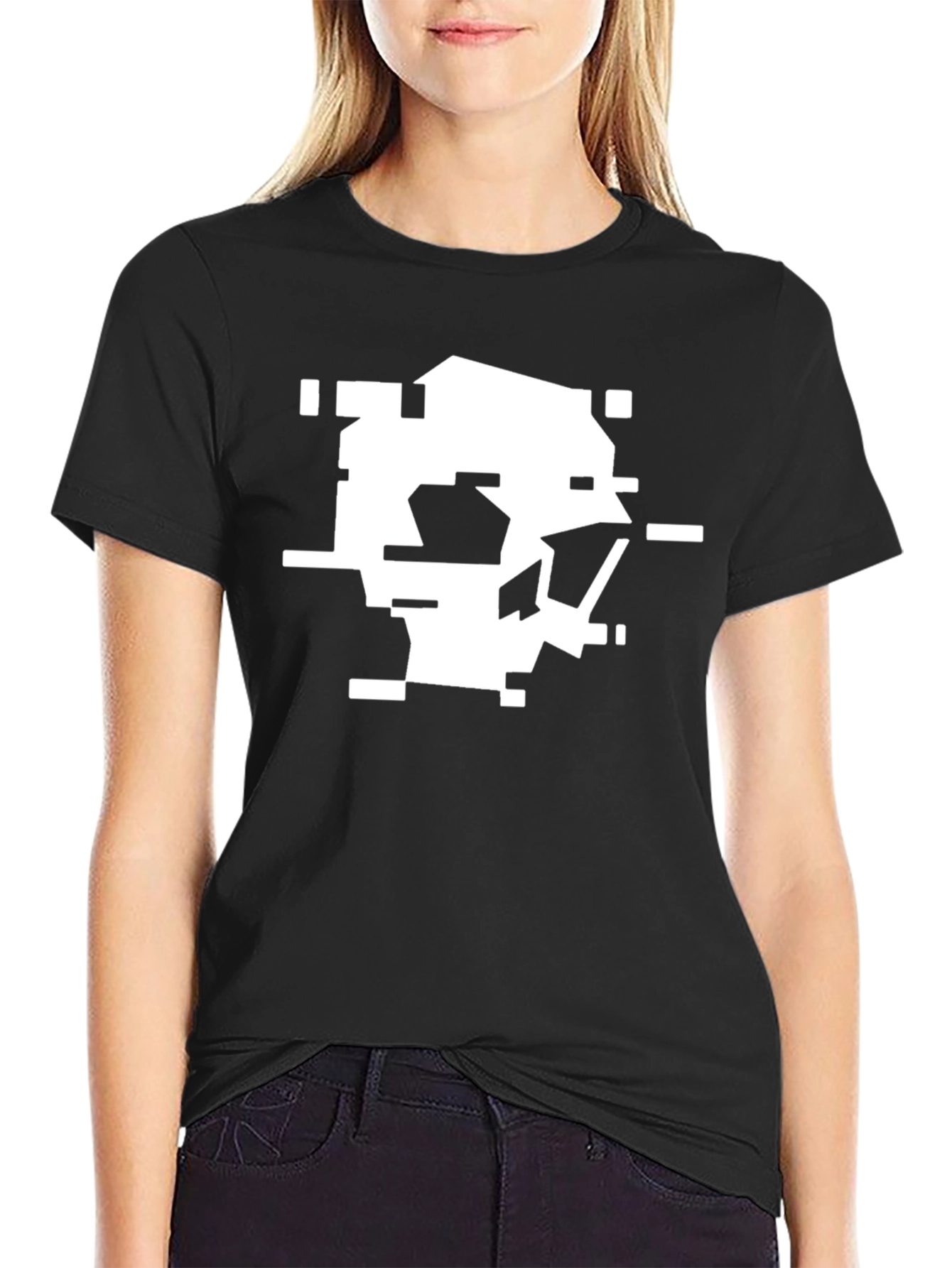 Black Abstract Skull Graphic Black Tee view 2