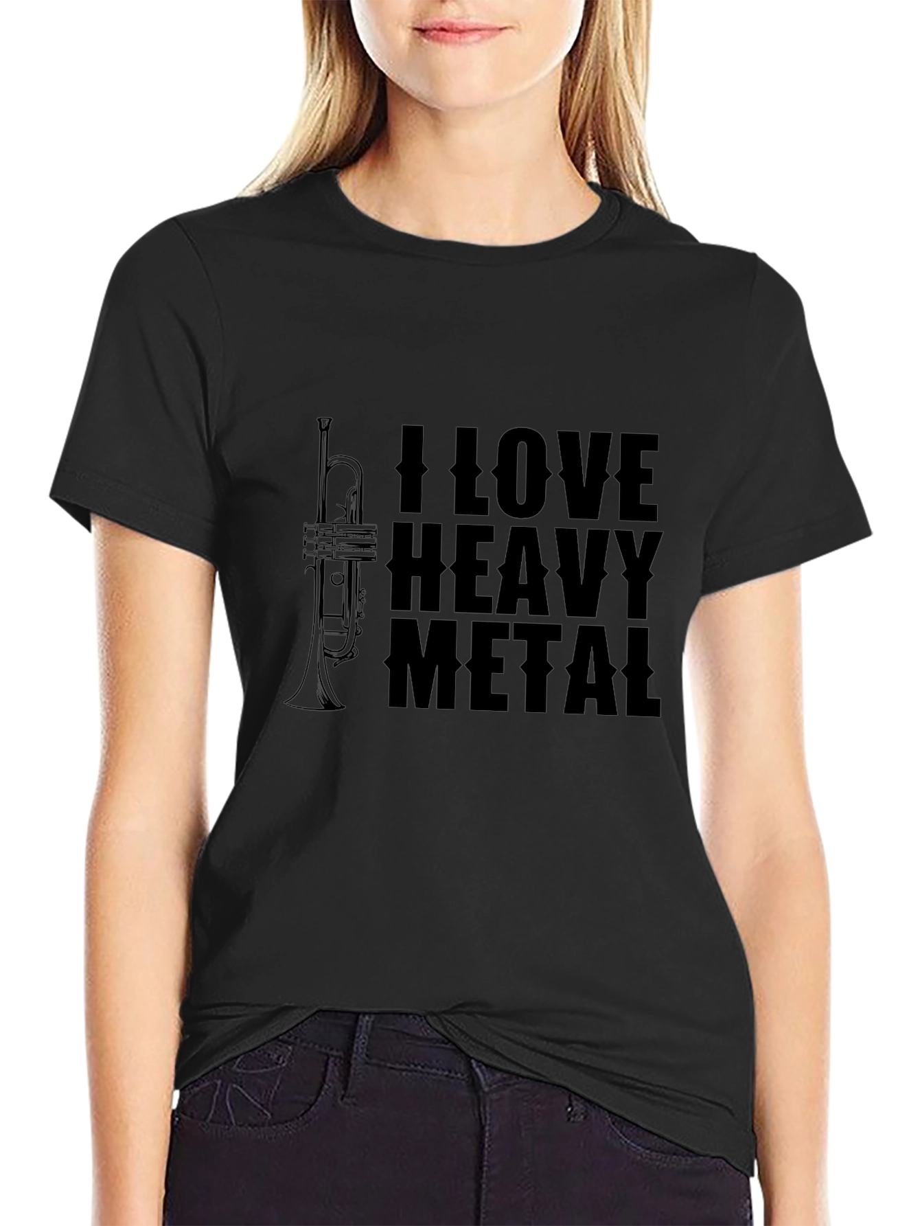 Black I Love Heavy Metal T-Shirt - Black Graphic Tee view 2