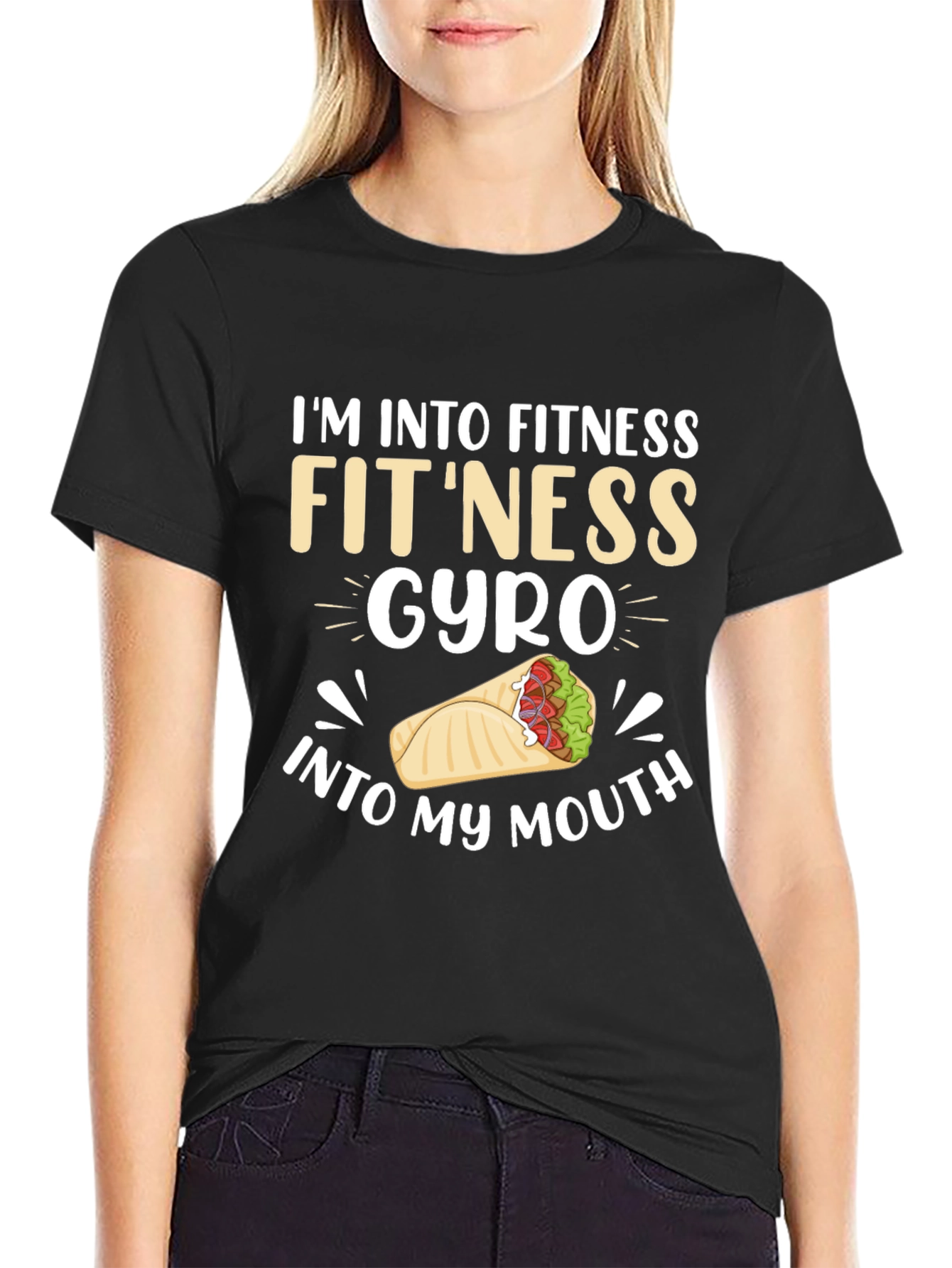 Black Fitness Gyro T-Shirt - Funny Foodie Tee view 2