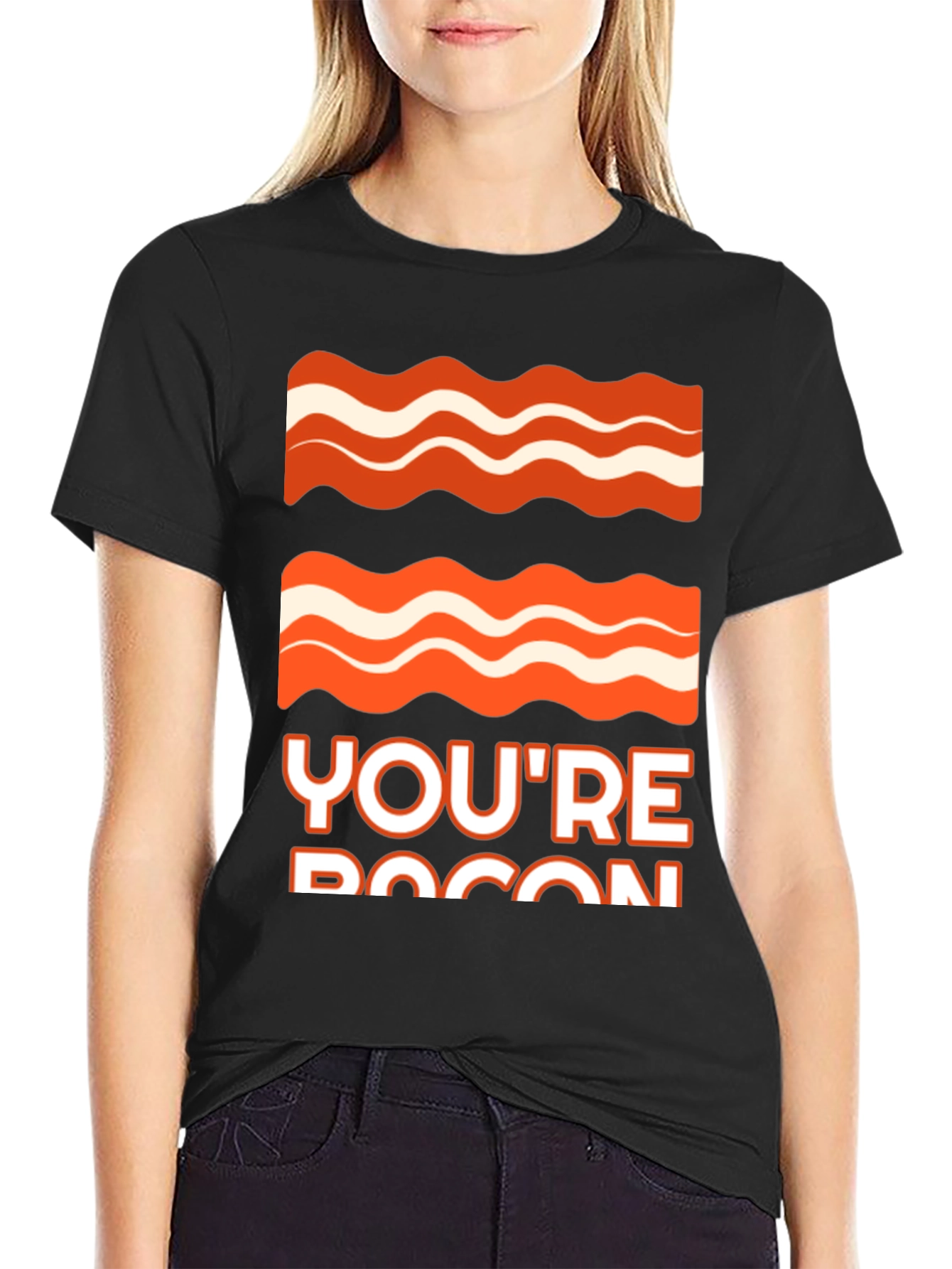 Black Bacon Graphic Tee - You're Bacon Funny T-Shirt view 2