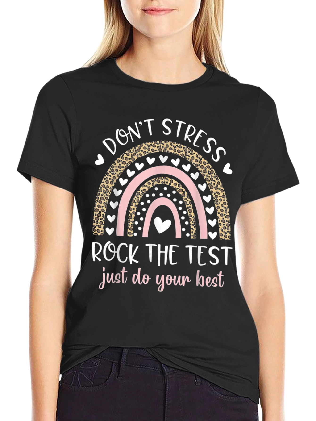 Black Don't Stress Rock the Test Graphic T-Shirt view 2