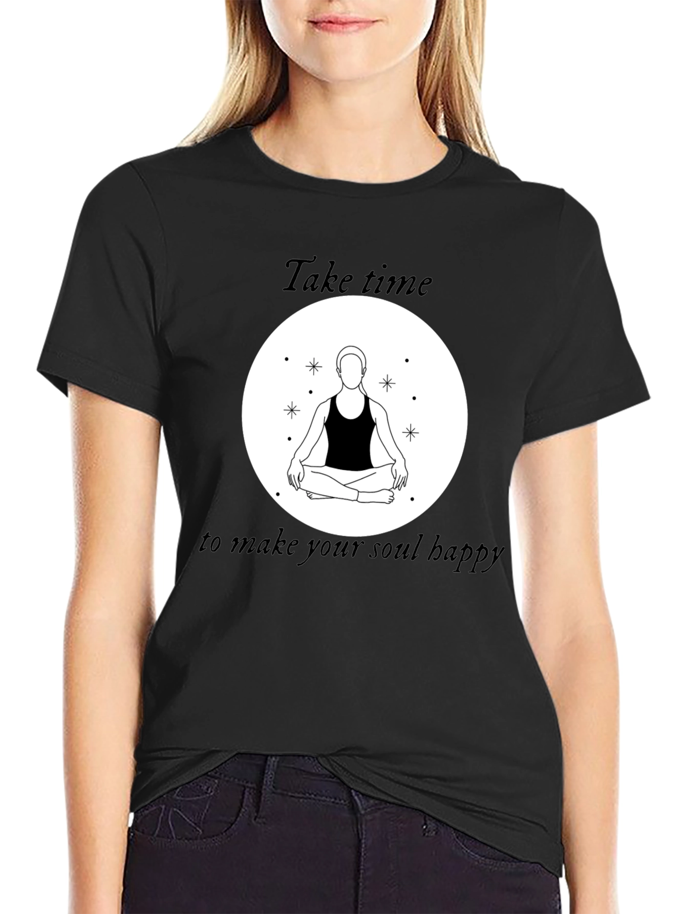 Black Zen Meditation T-Shirt - Take Time for Your Soul view 2