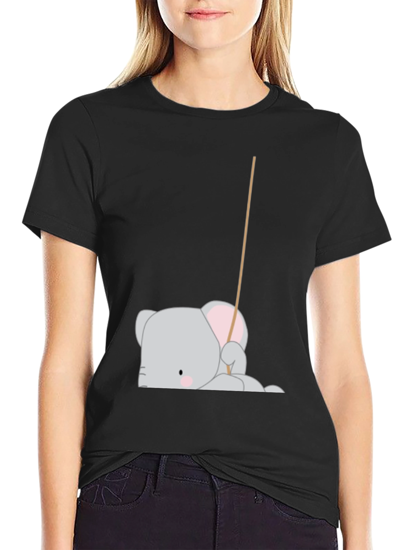 Black Cute Elephant T-Shirt - Black view 2