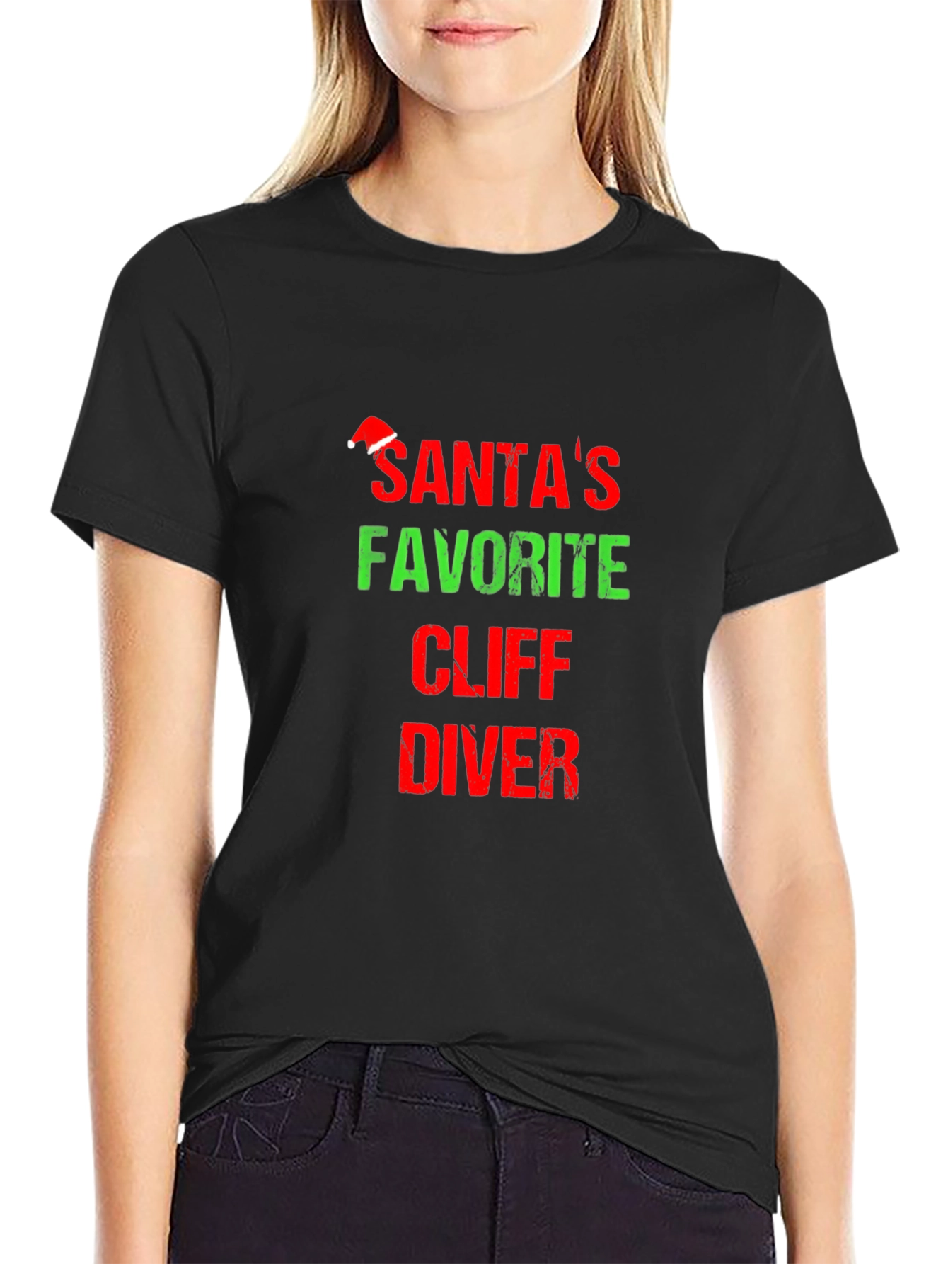 Black Santa's Favorite Cliff Diver T-Shirt Holiday Tee view 2