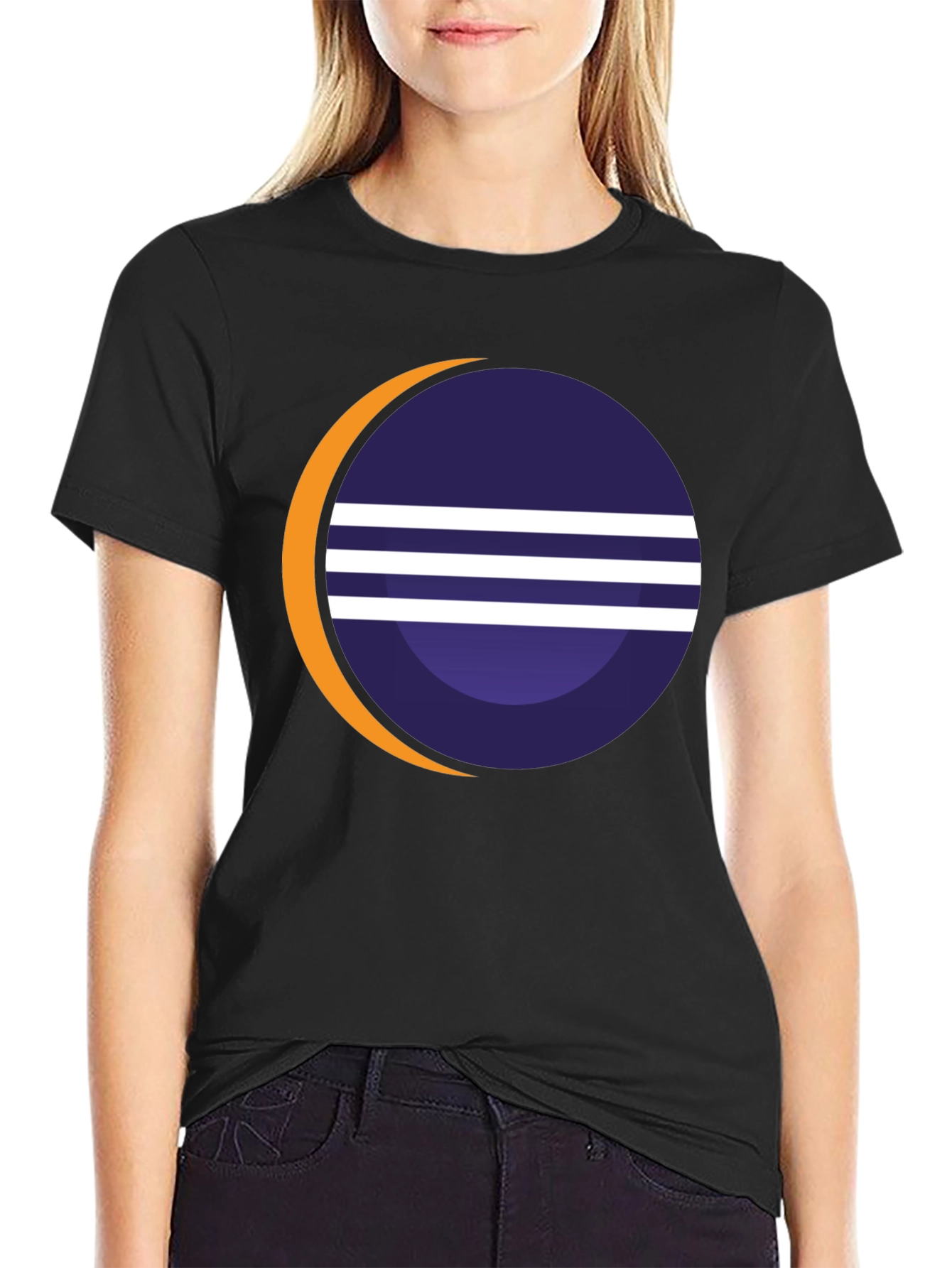 Black Eclipse Graphic Tee - Stylish Black Cotton Blend T-Shirt view 2