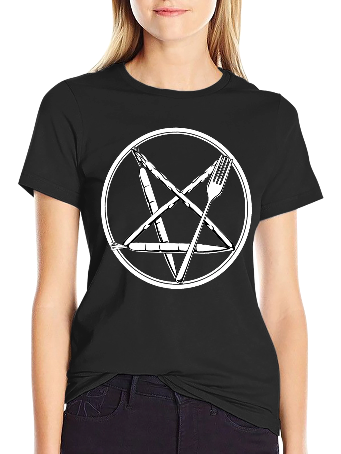 Black Culinary Pentagram T-Shirt - Black view 2