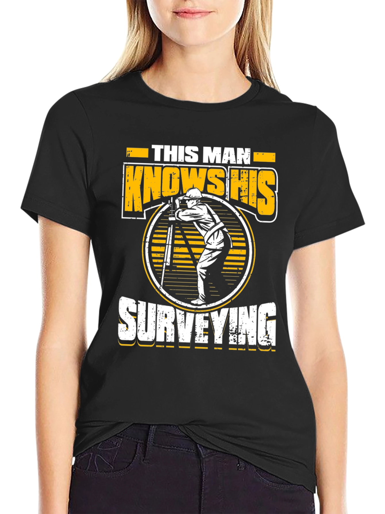 Black Surveyor Graphic Tee - This Man Knows His Surveying view 2