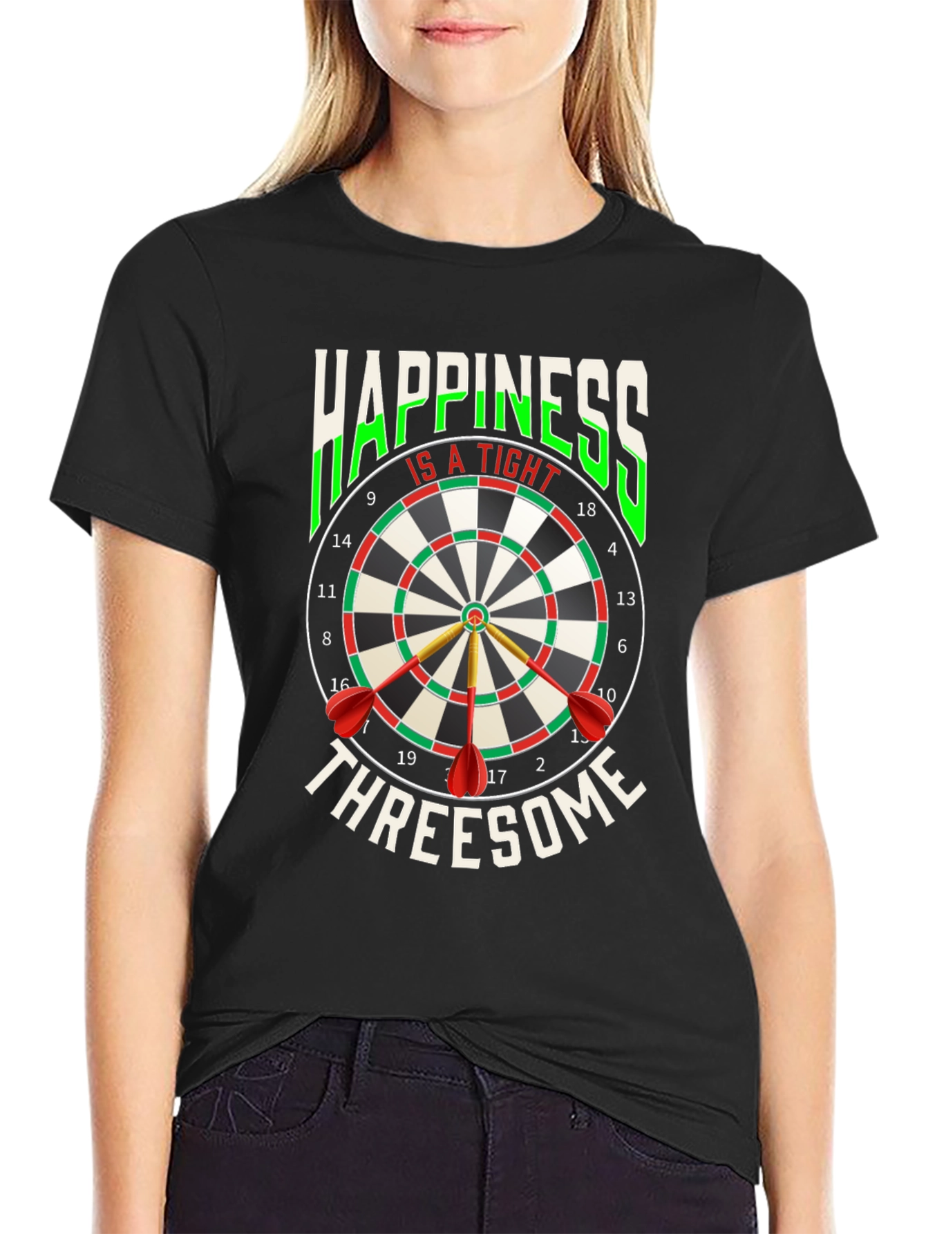 Black Happiness Is A Tight Threesome Dart T-Shirt view 2