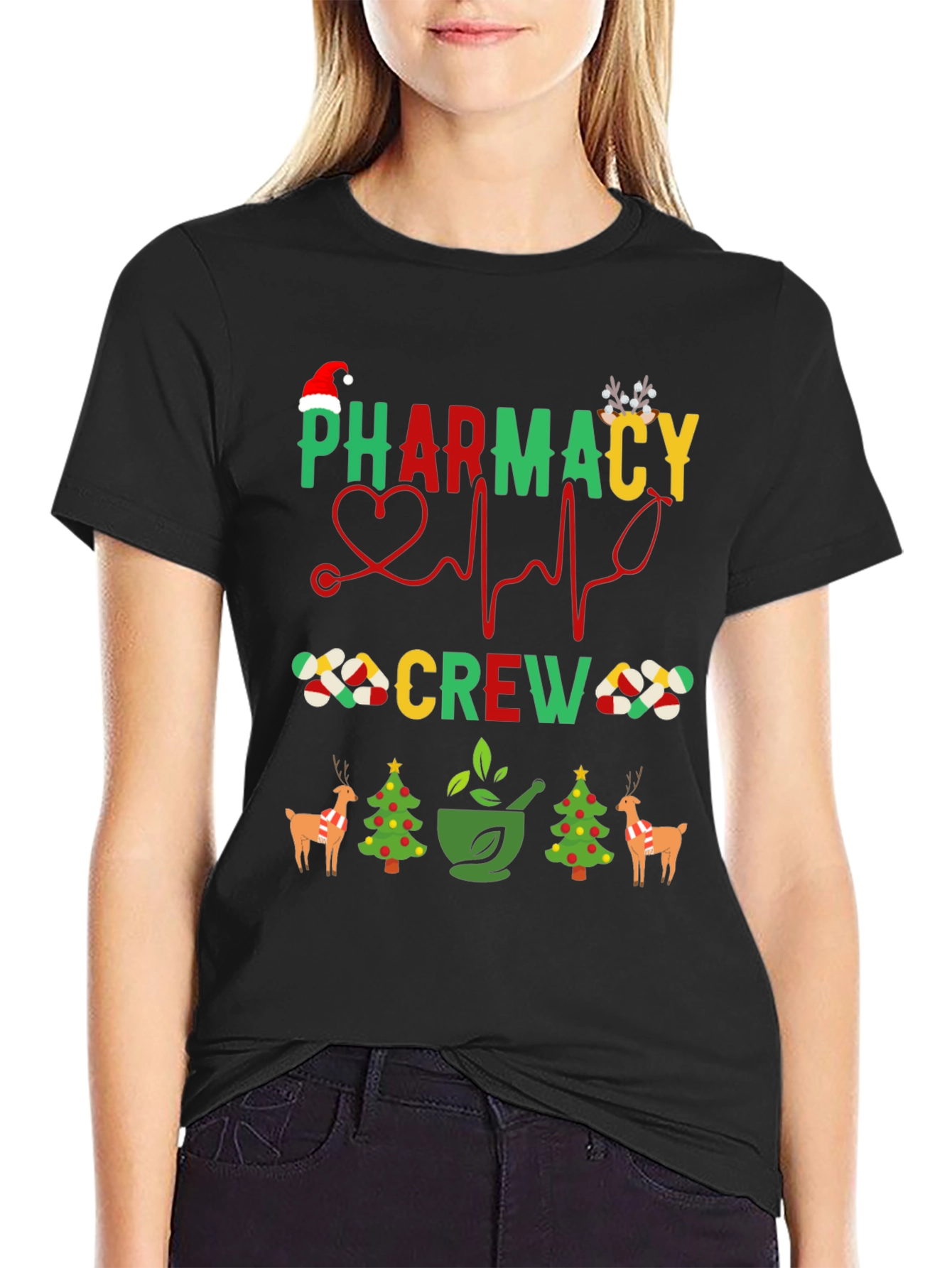 Black Pharmacy Crew Christmas T-Shirt view 2