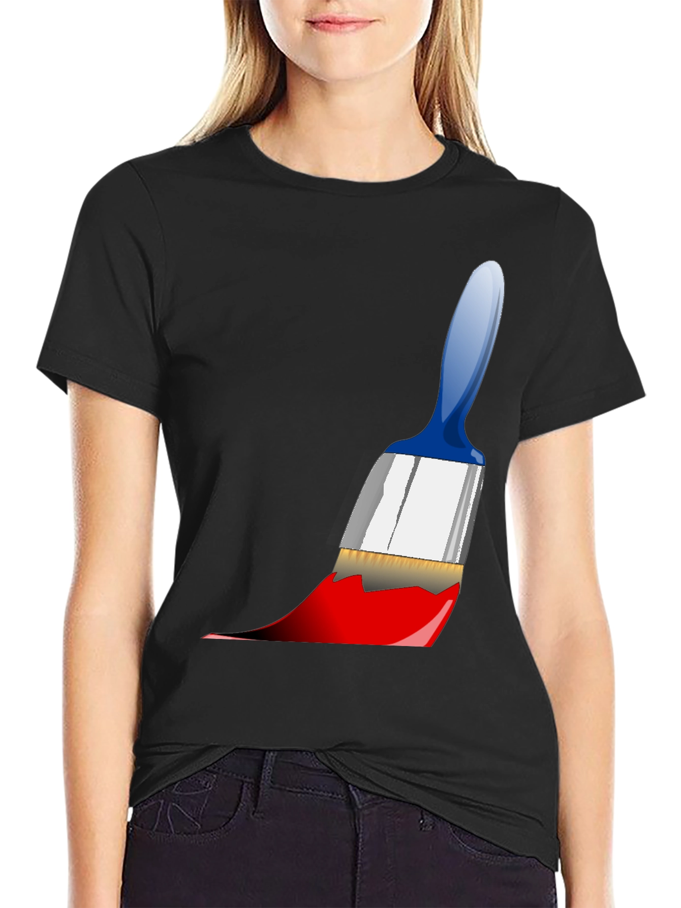 Black Paintbrush Graphic Tee - Artistic Expression view 2