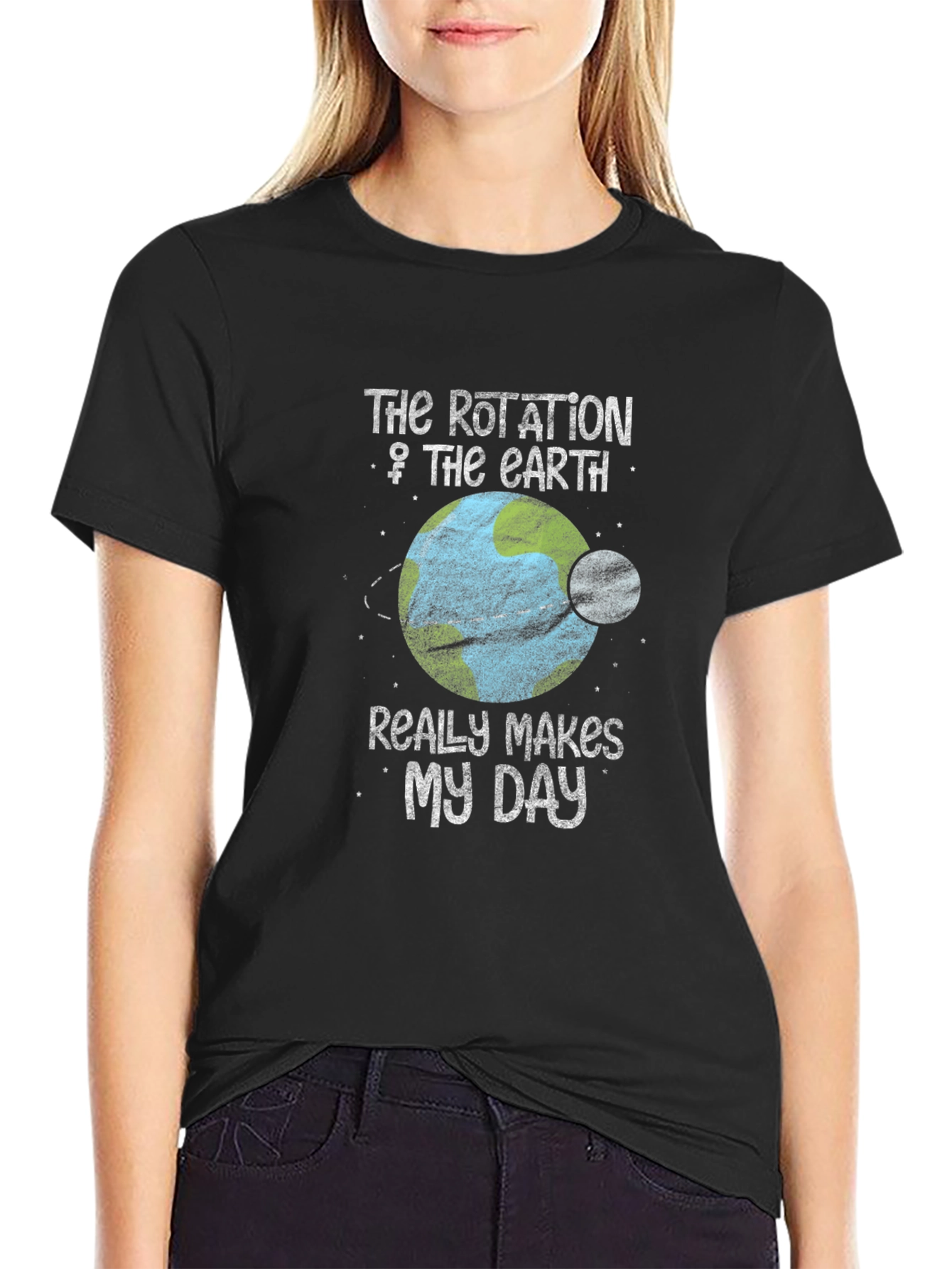 Black Rotation of The Earth Graphic Tee view 2