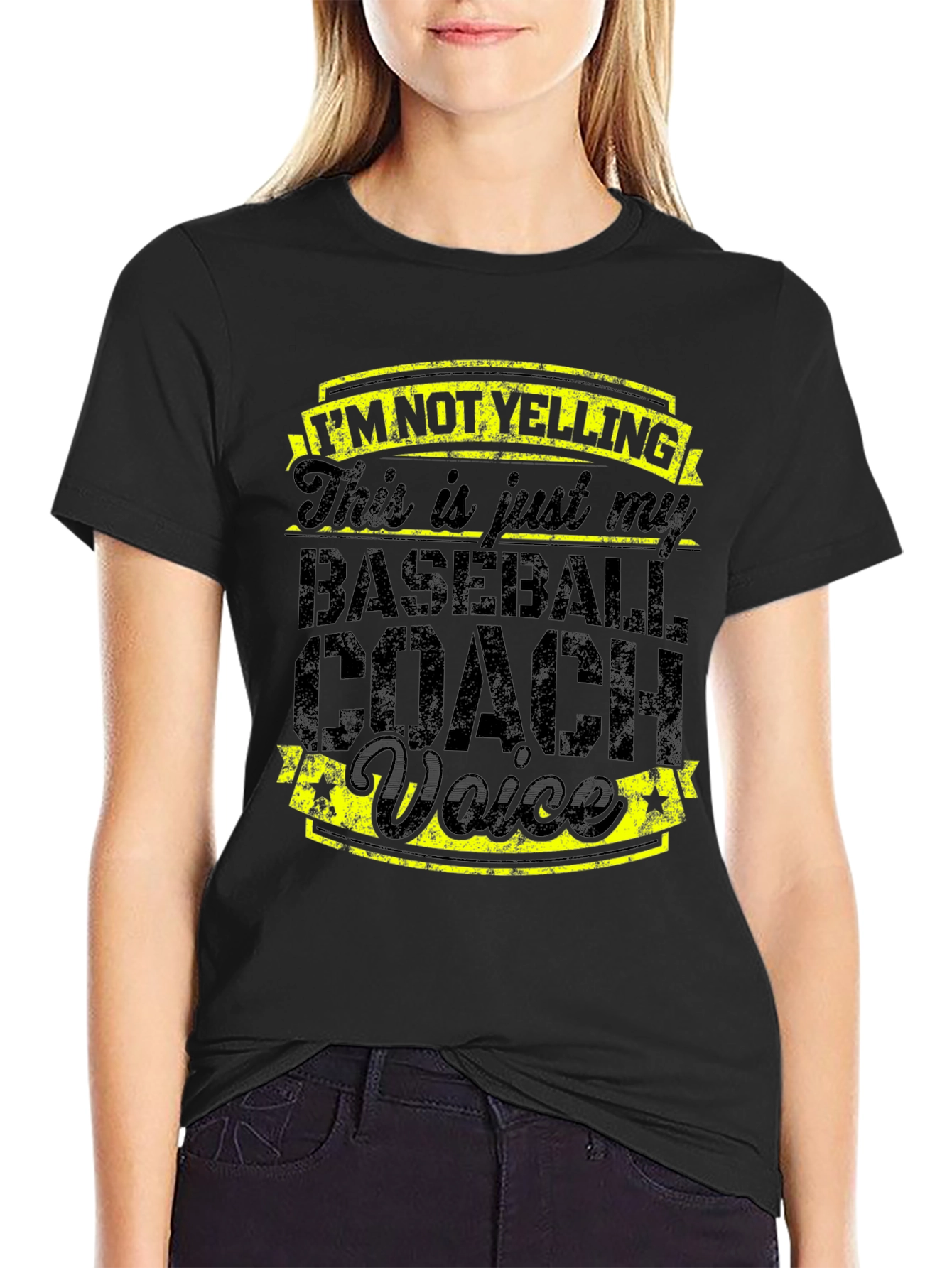 Black Baseball Coach Voice T-Shirt - Funny Sports Tee view 2
