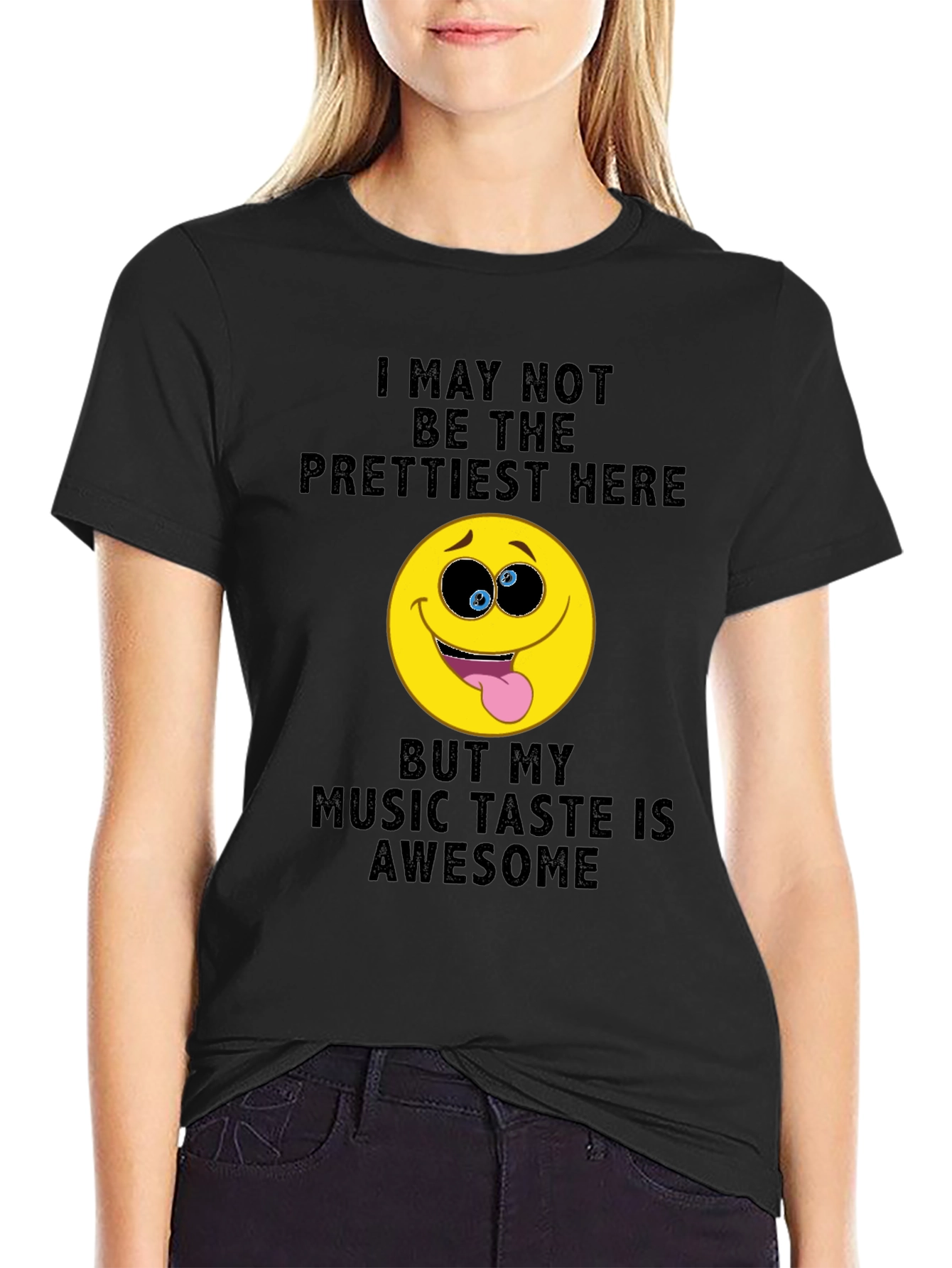 Black Funny Music Lover T-Shirt: I May Not Be The Prettiest view 2