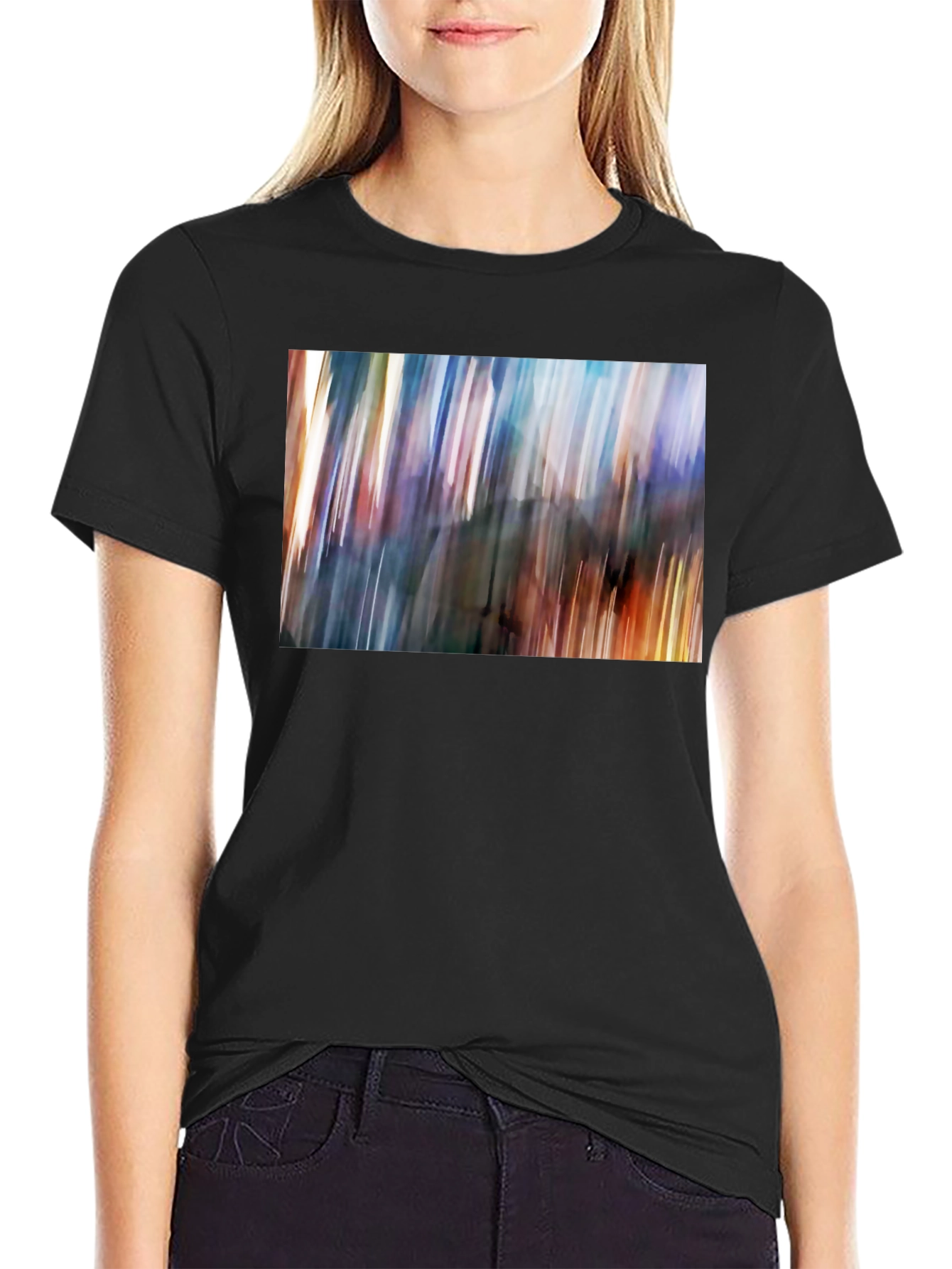 Black Abstract Blur Art Print Black T-Shirt view 2