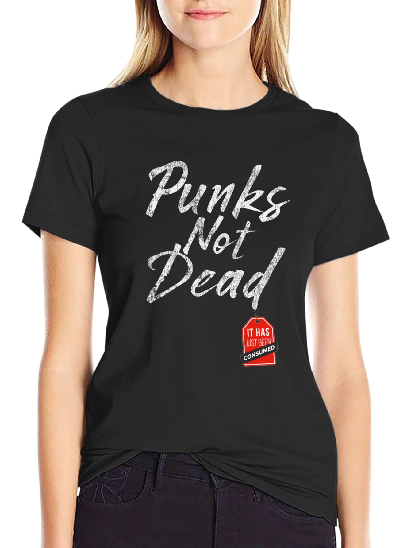 Black Punkn's Not Dead Funny Graphic Tee view 2