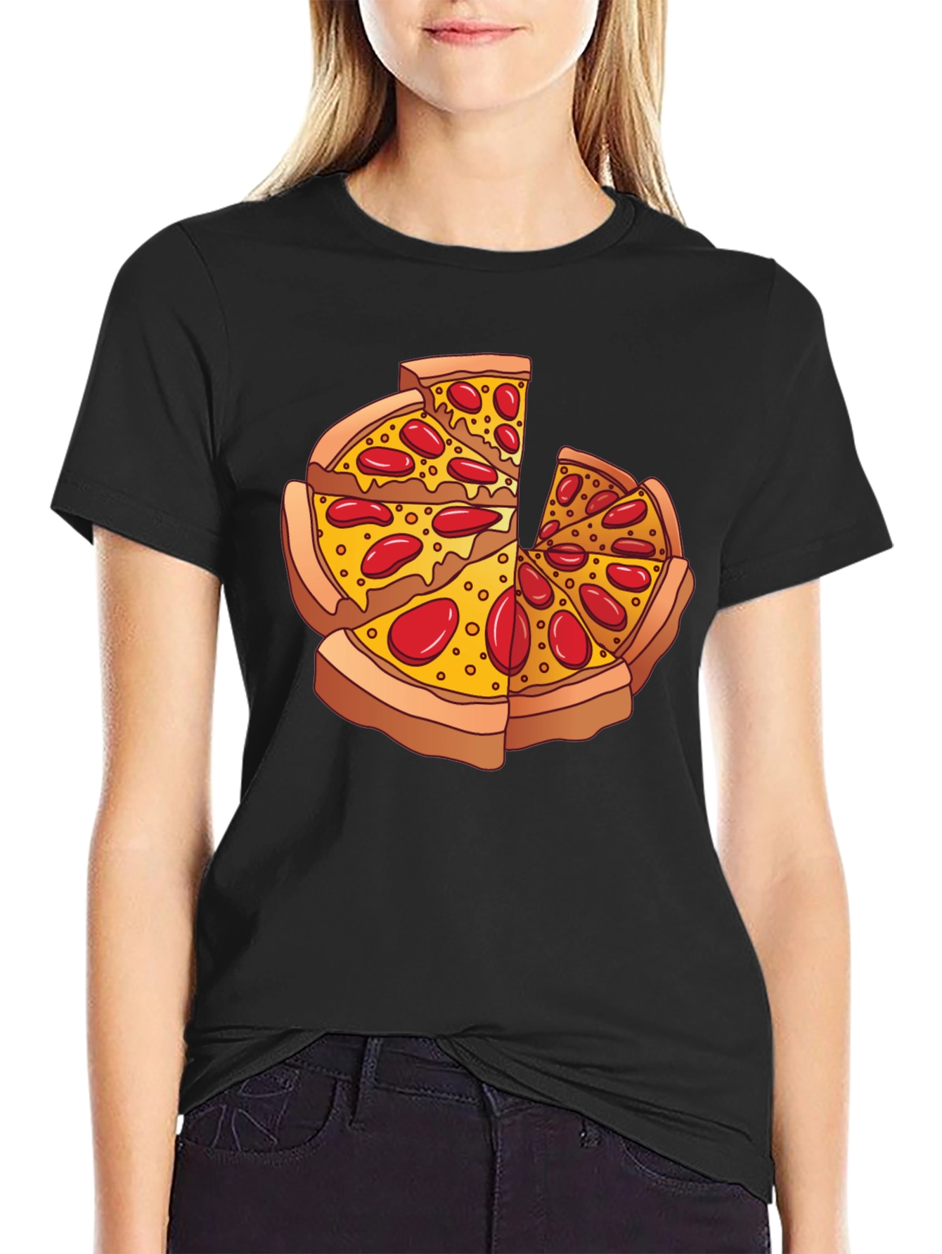 Black Pizza Slice Graphic Black T-Shirt view 2