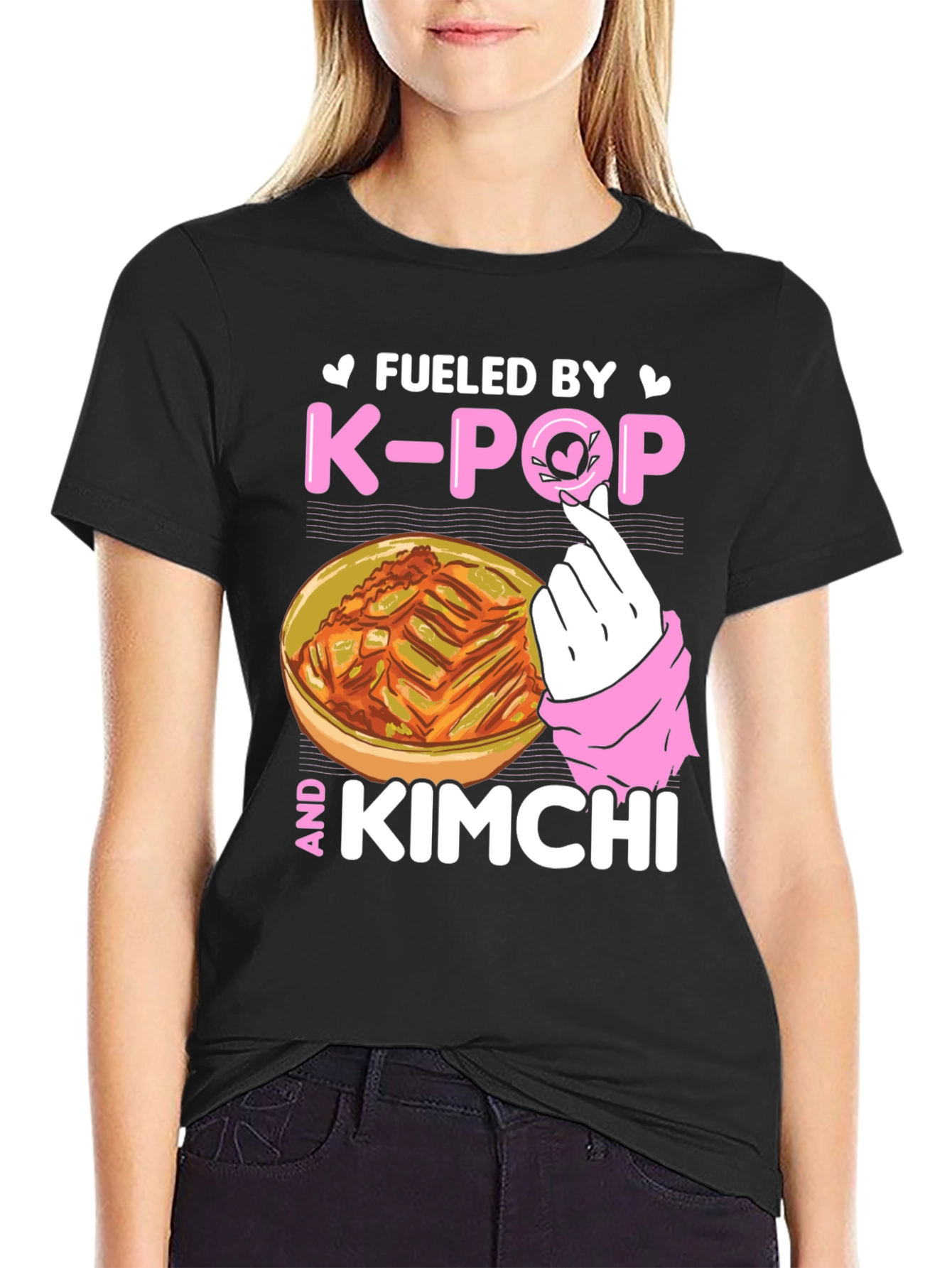 Black Fueled by K-POP and Kimchi T-Shirt view 2