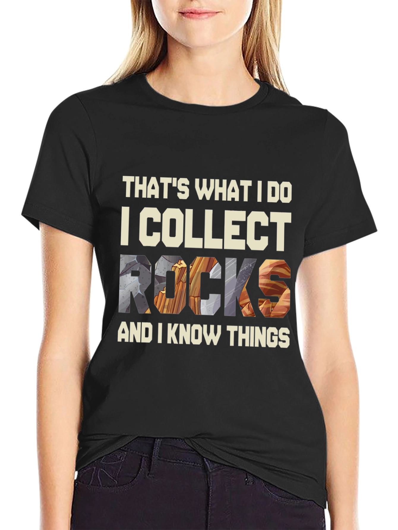 Black I Collect Rocks T-Shirt: Geologist Humor Tee view 2