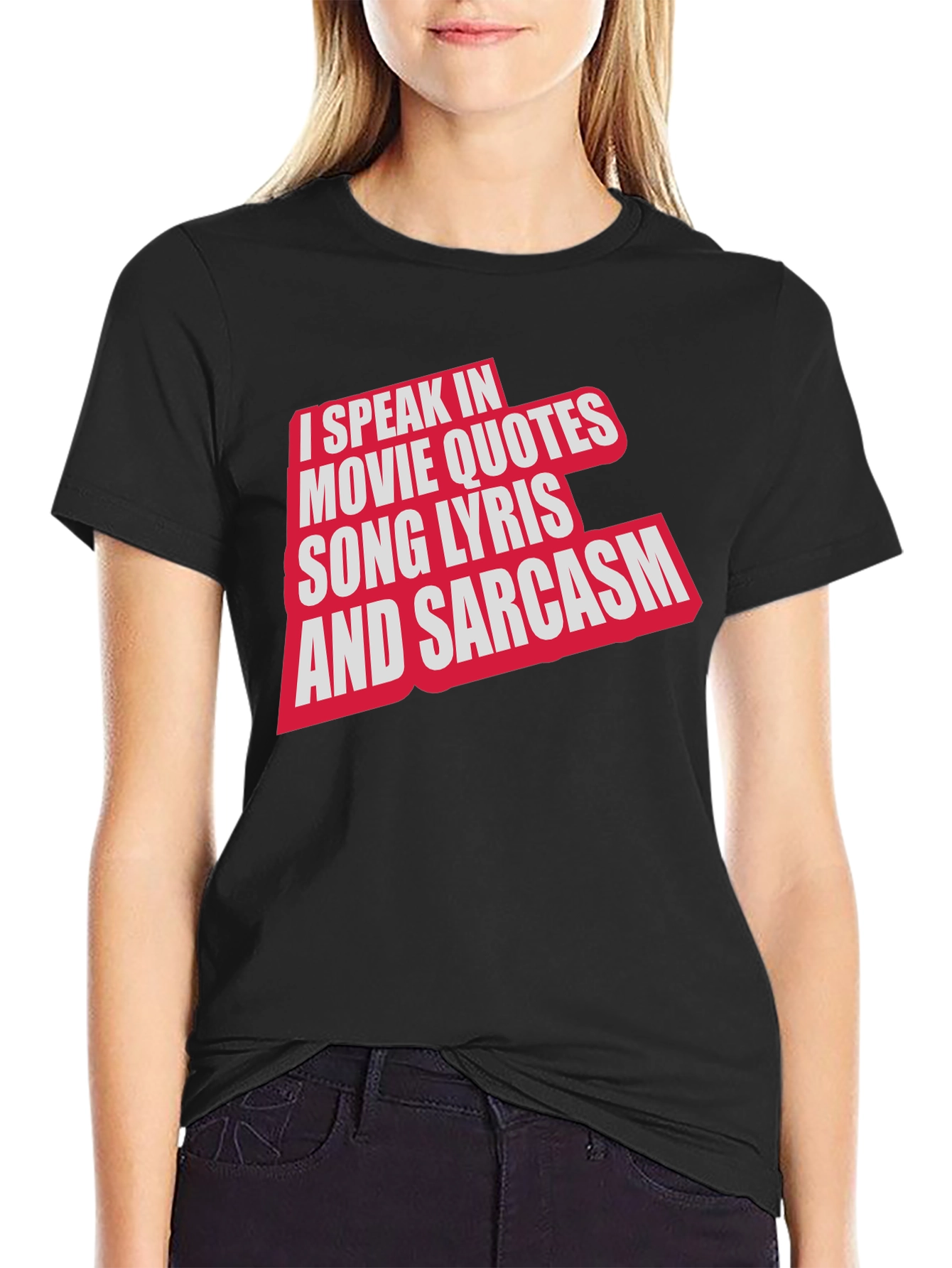 Black Movie Quotes & Sarcasm Black T-Shirt view 2