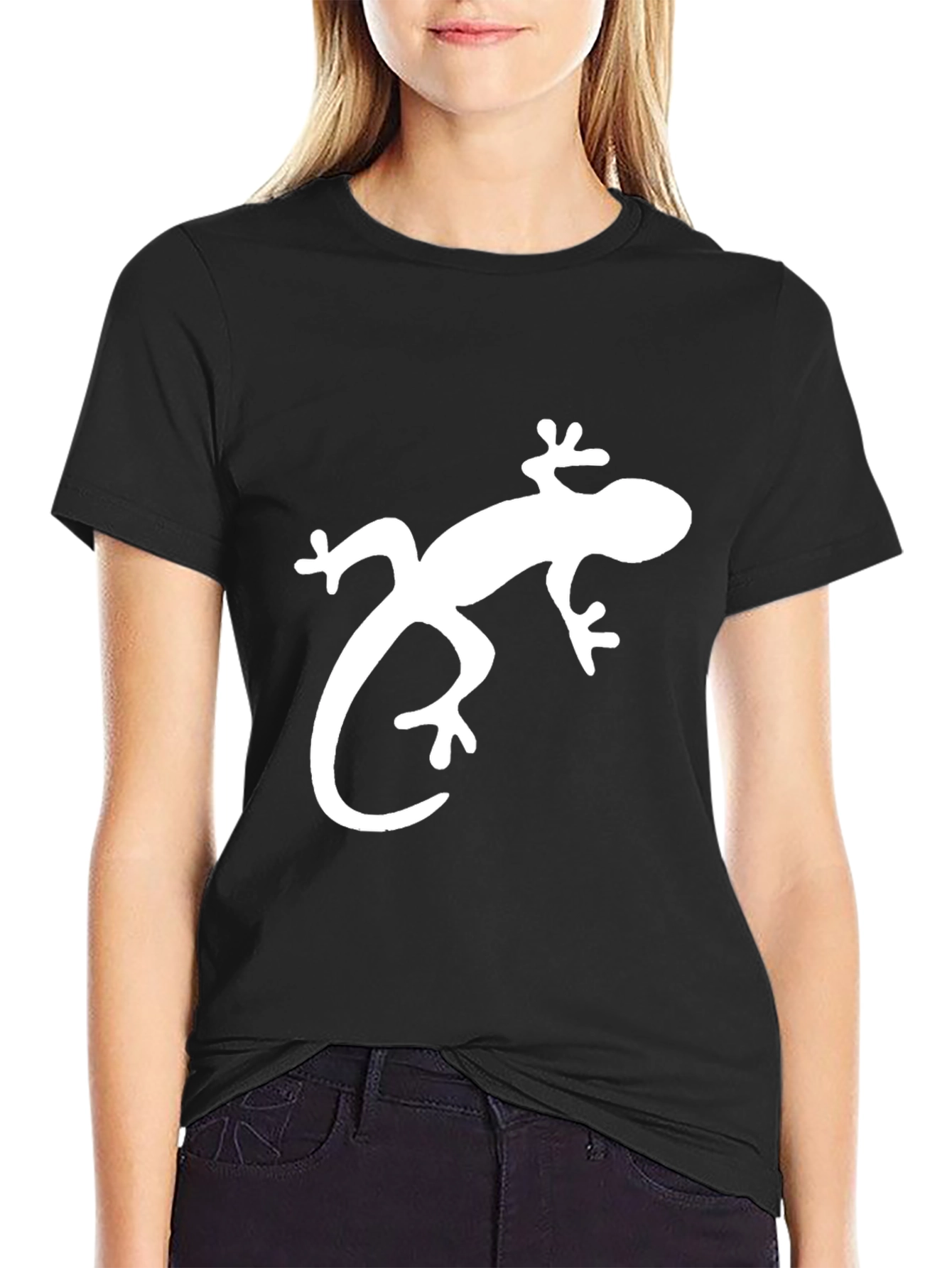 Black Lizard Graphic Tee - Black Cotton T-Shirt view 2