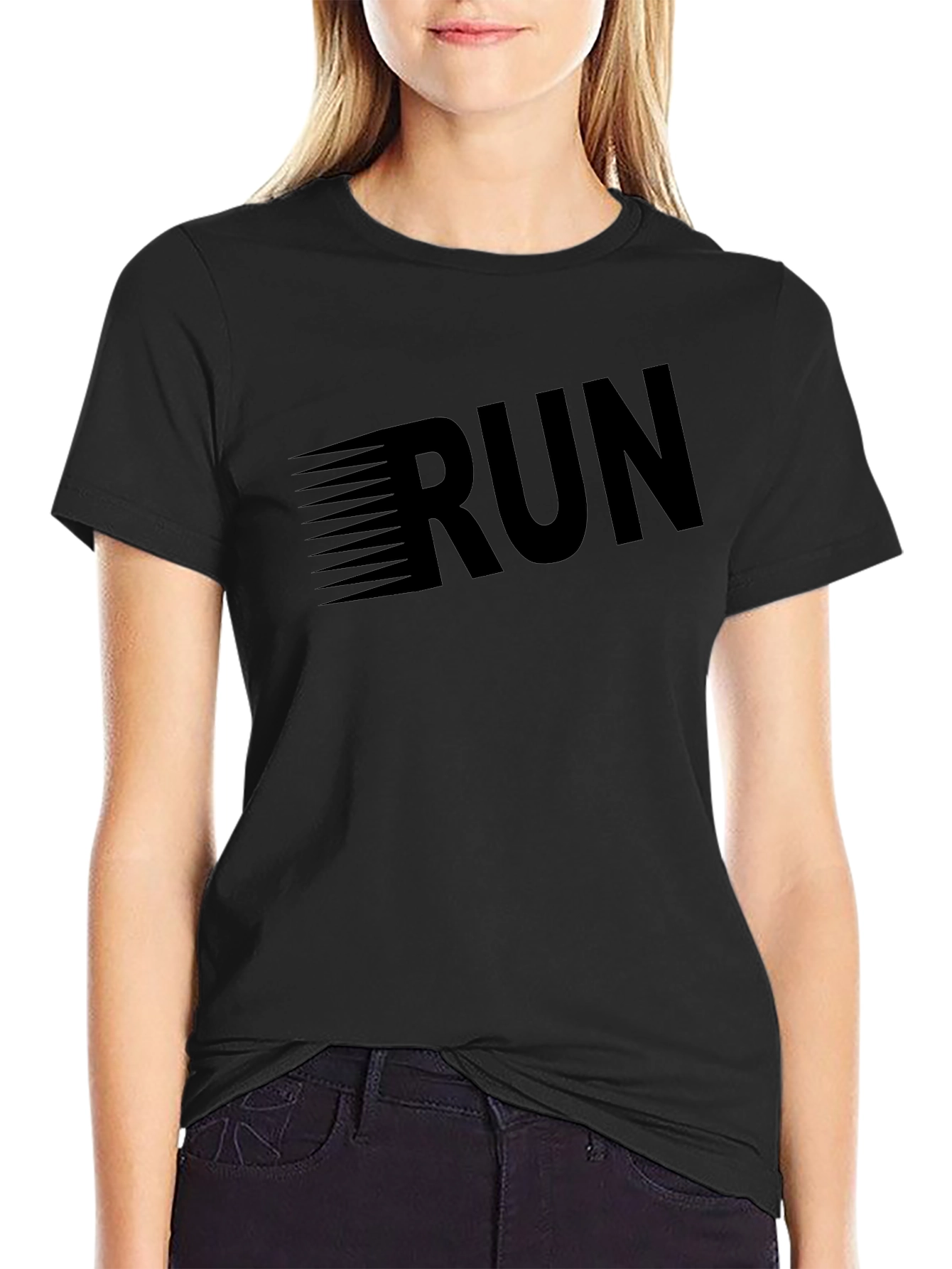 Black Men's Black 'RUN' Graphic T-Shirt view 2