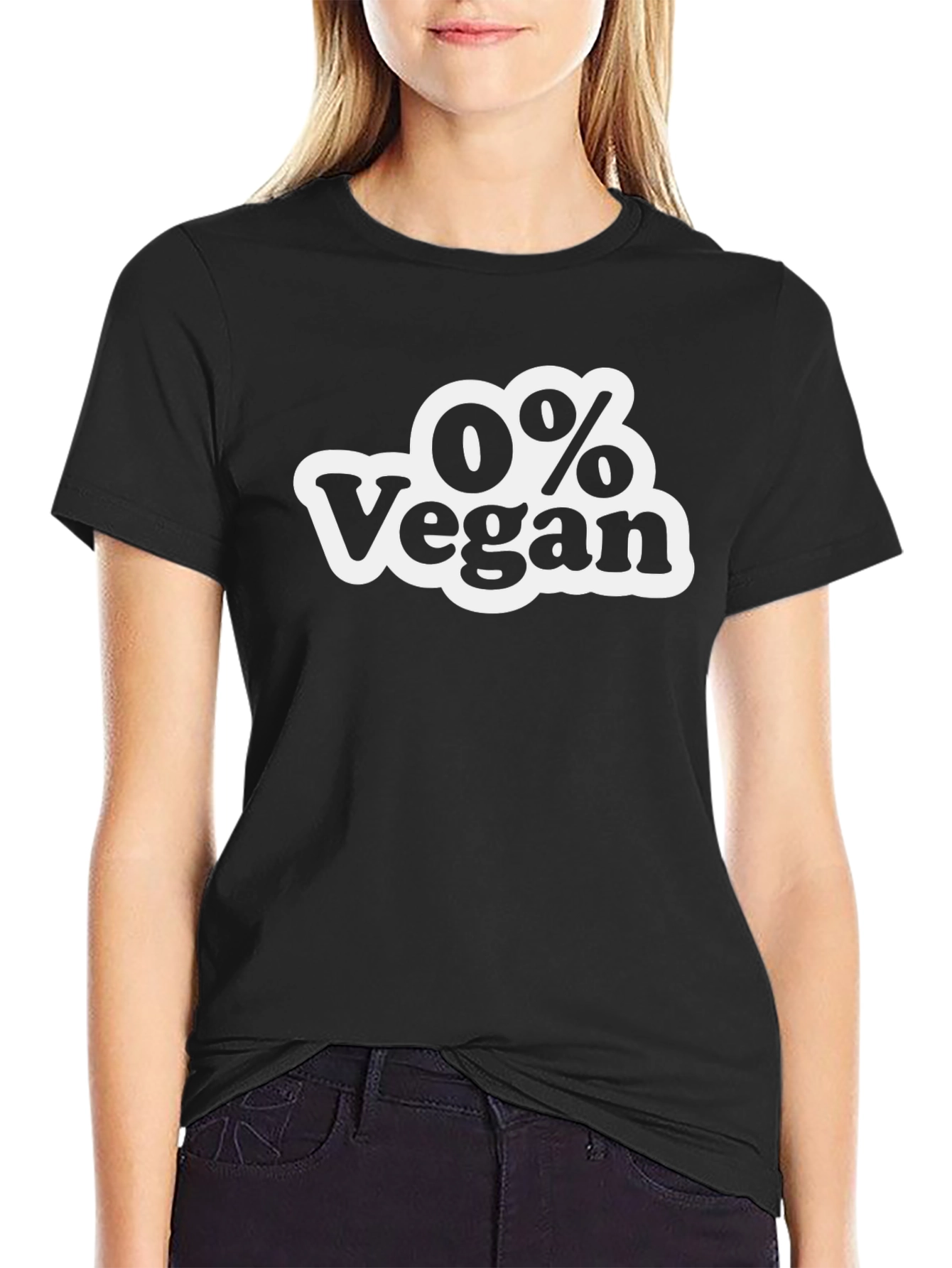 Black 0% Vegan Men's Black Graphic T-Shirt view 2