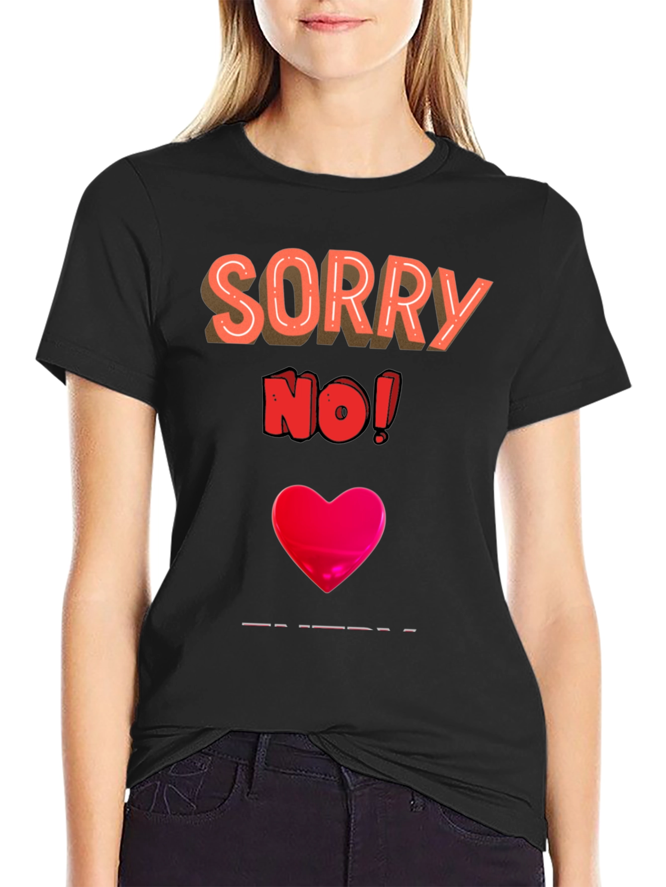Black Sorry No! Graphic Tee view 2