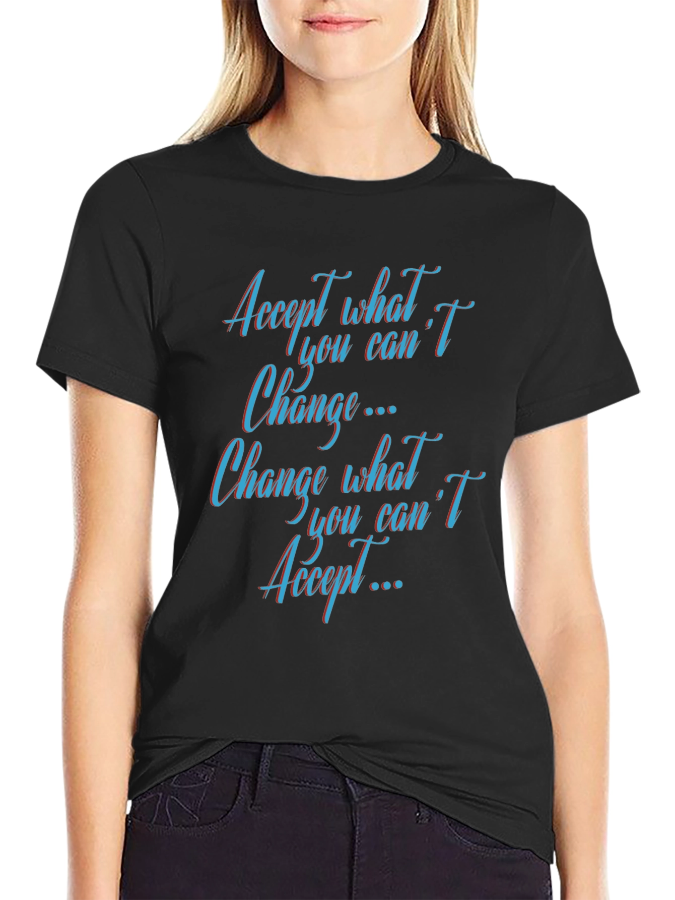 Black Inspirational Quote Black T-Shirt view 2