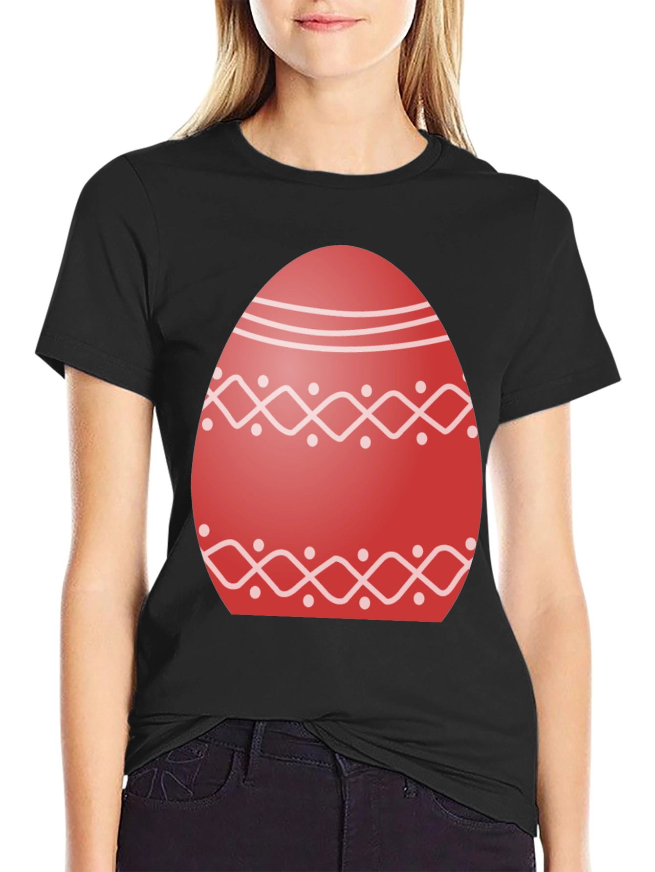 Camiseta Negra Huevo Pascua Decorado