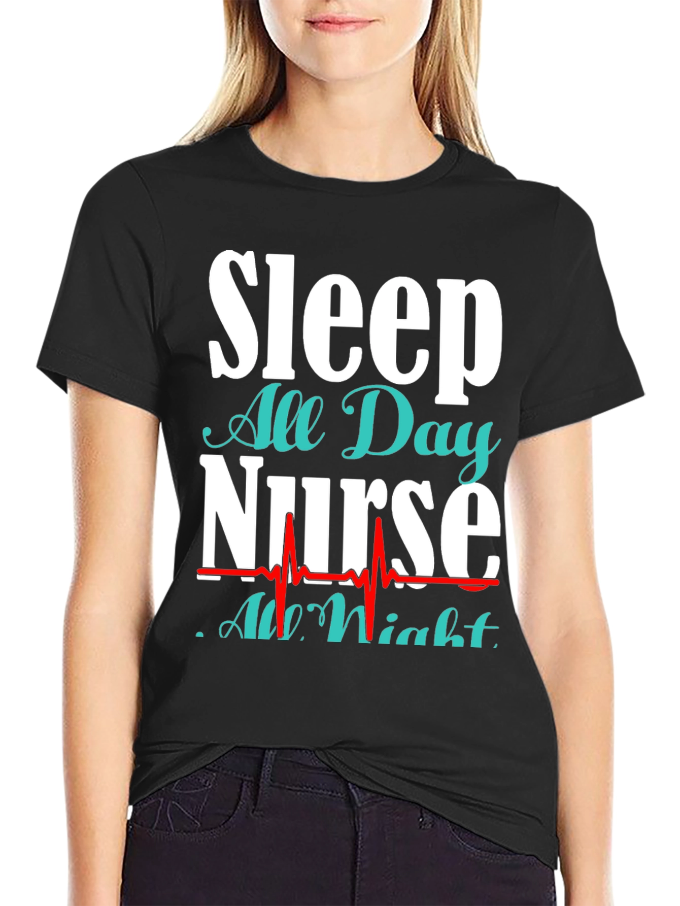 Black Sleep All Day Nurse T-Shirt view 2