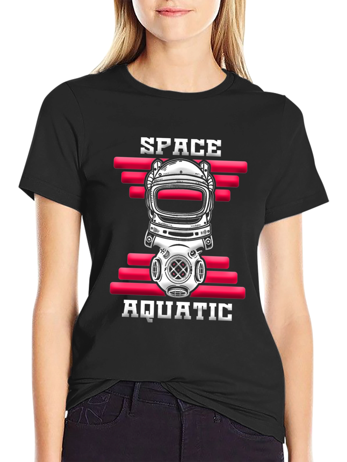 Black Space Aquatic T-Shirt - Unique Design view 2