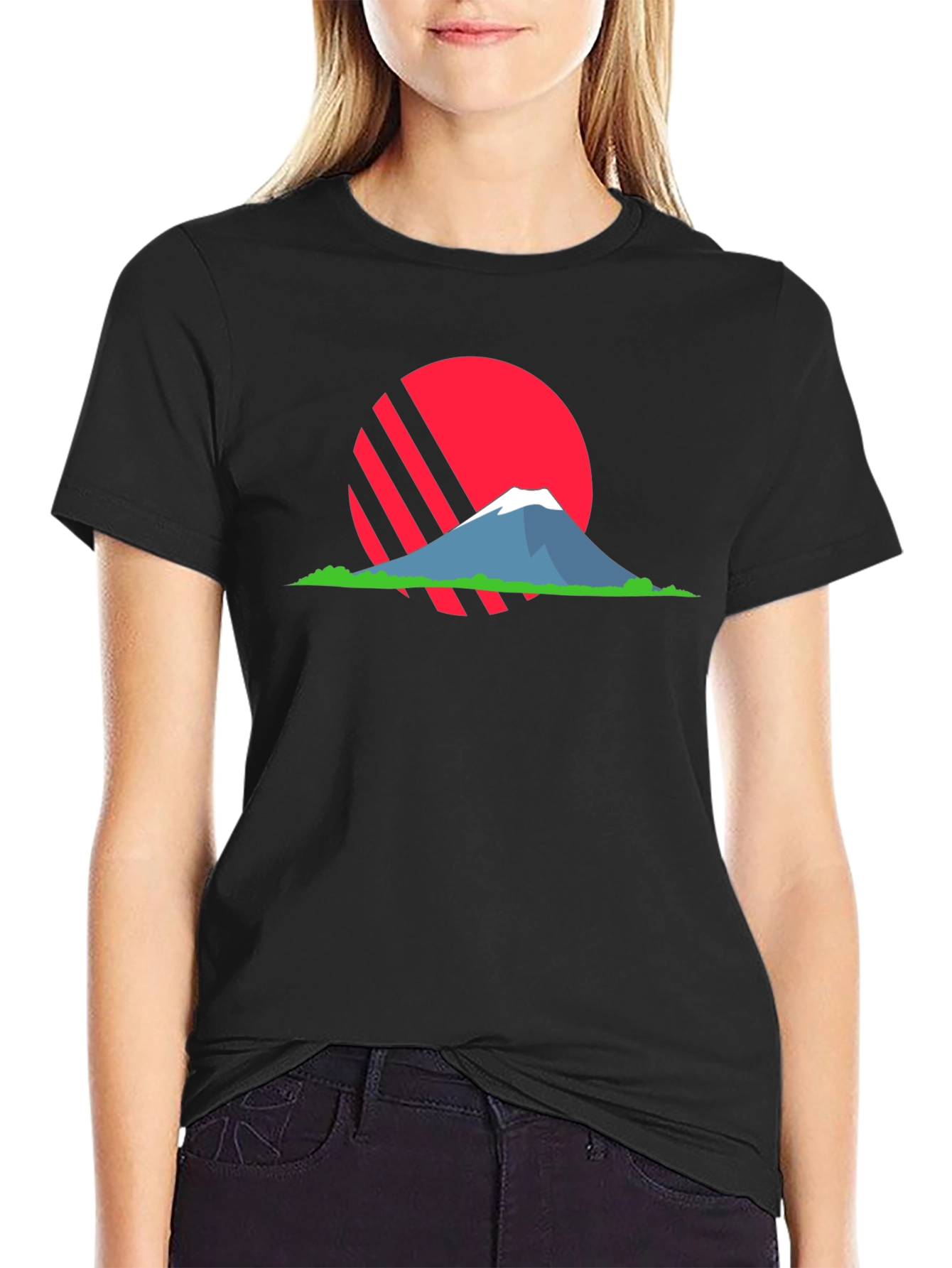Black Sunset Mountain Graphic T-Shirt view 2