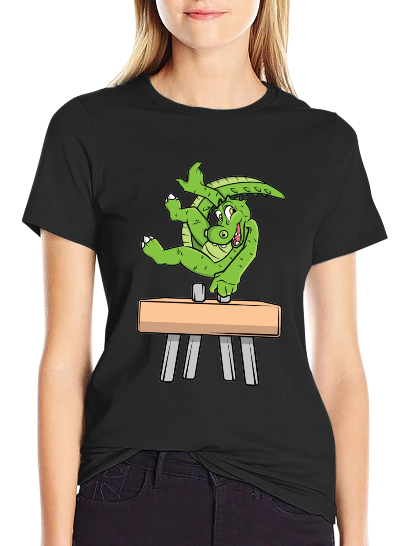 Black Gymnastics Crocodile T-Shirt view 2