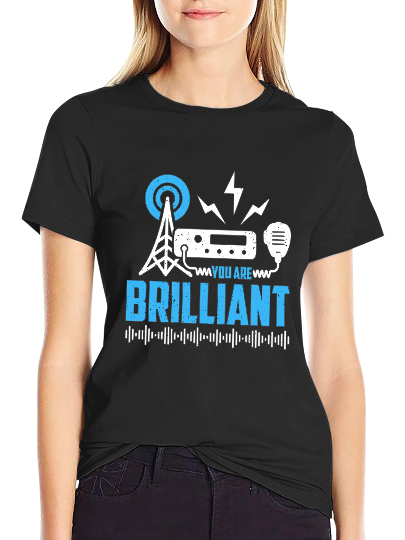 Black Brilliant Ham Radio T-Shirt - Operator Design view 2