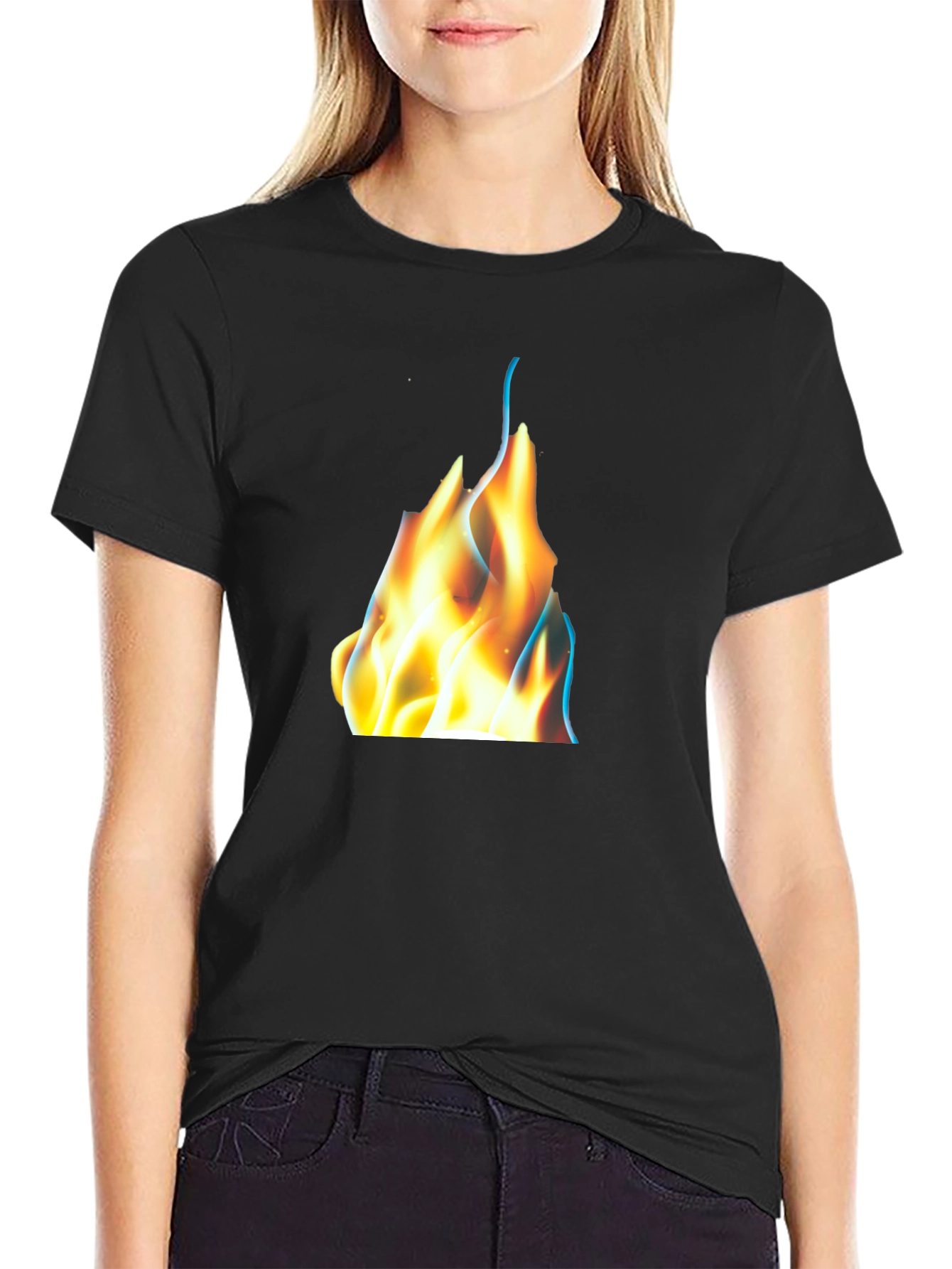 Black Flame Graphic Black T-Shirt view 2