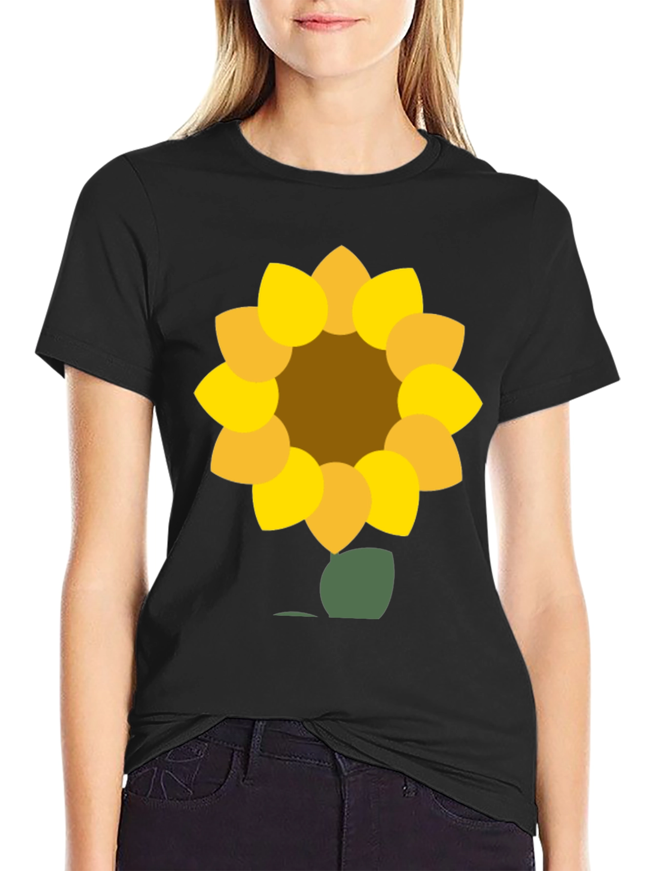 Black Sunflower Graphic Tee - Black Cotton Blend view 2
