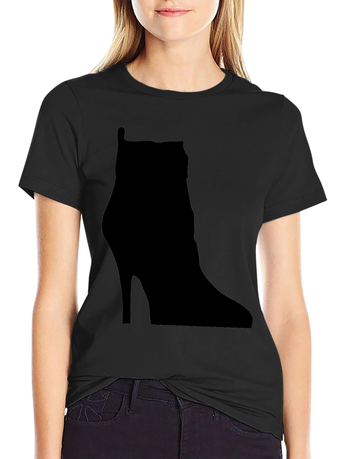 Black High Heel Boot Silhouette T-Shirt view 2